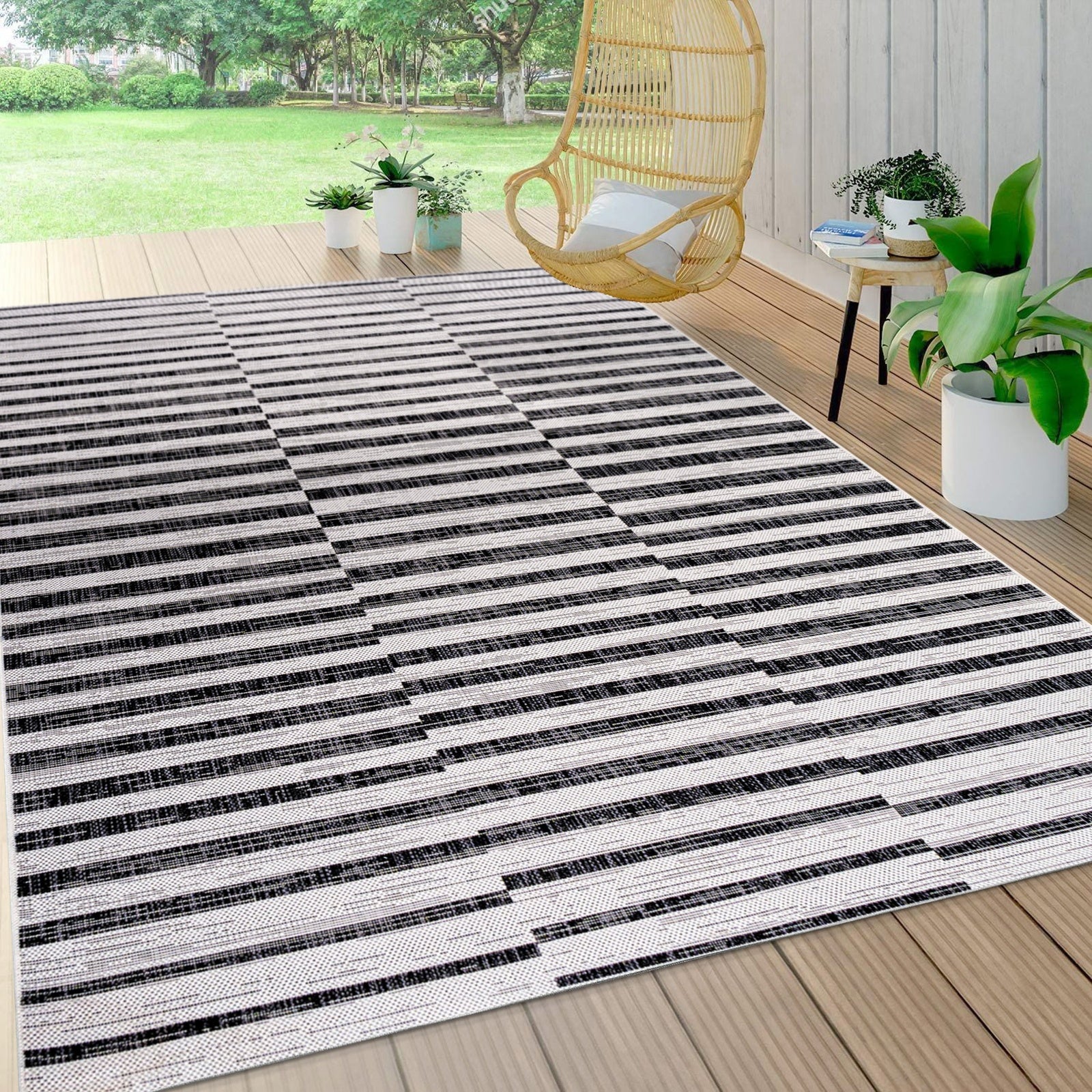 Sukie Modern Offset Stripe Indoor/Outdoor Runner Rug - Image 54