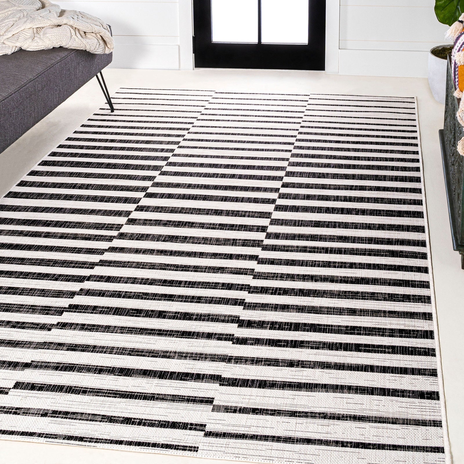 Sukie Modern Offset Stripe Indoor/Outdoor Runner Rug - Image 55