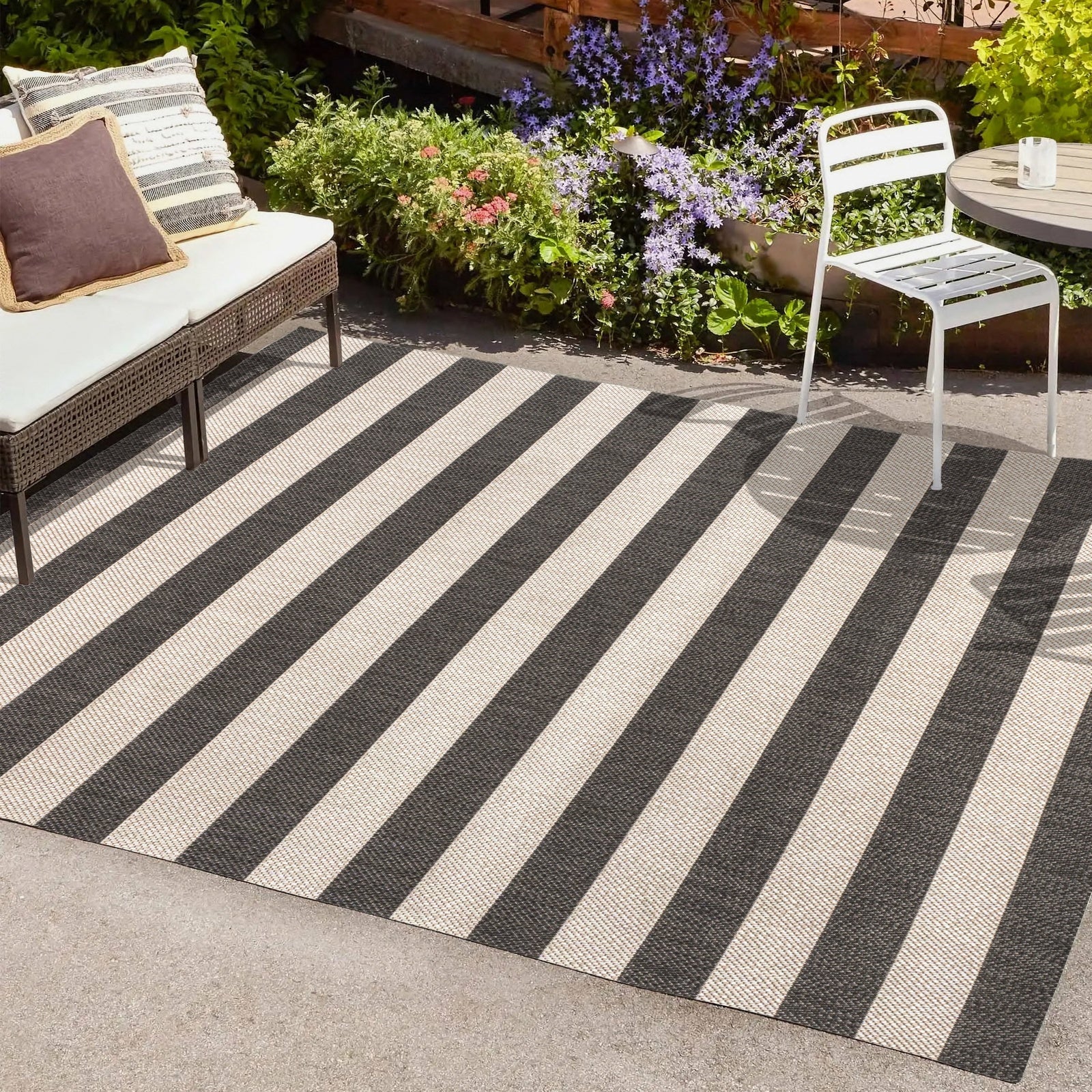 Negril Two-Tone Wide Stripe Indoor/Outdoor Runner Rug - Image 10