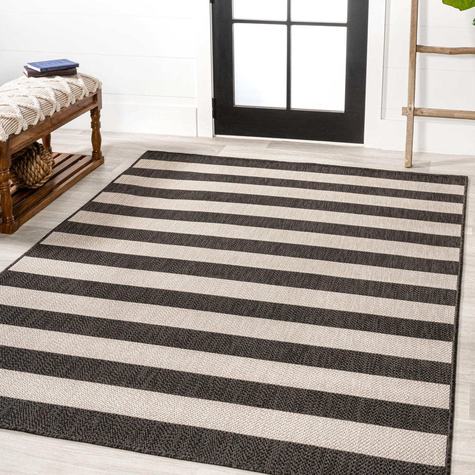 Negril Two-Tone Wide Stripe Indoor/Outdoor Runner Rug - Image 11