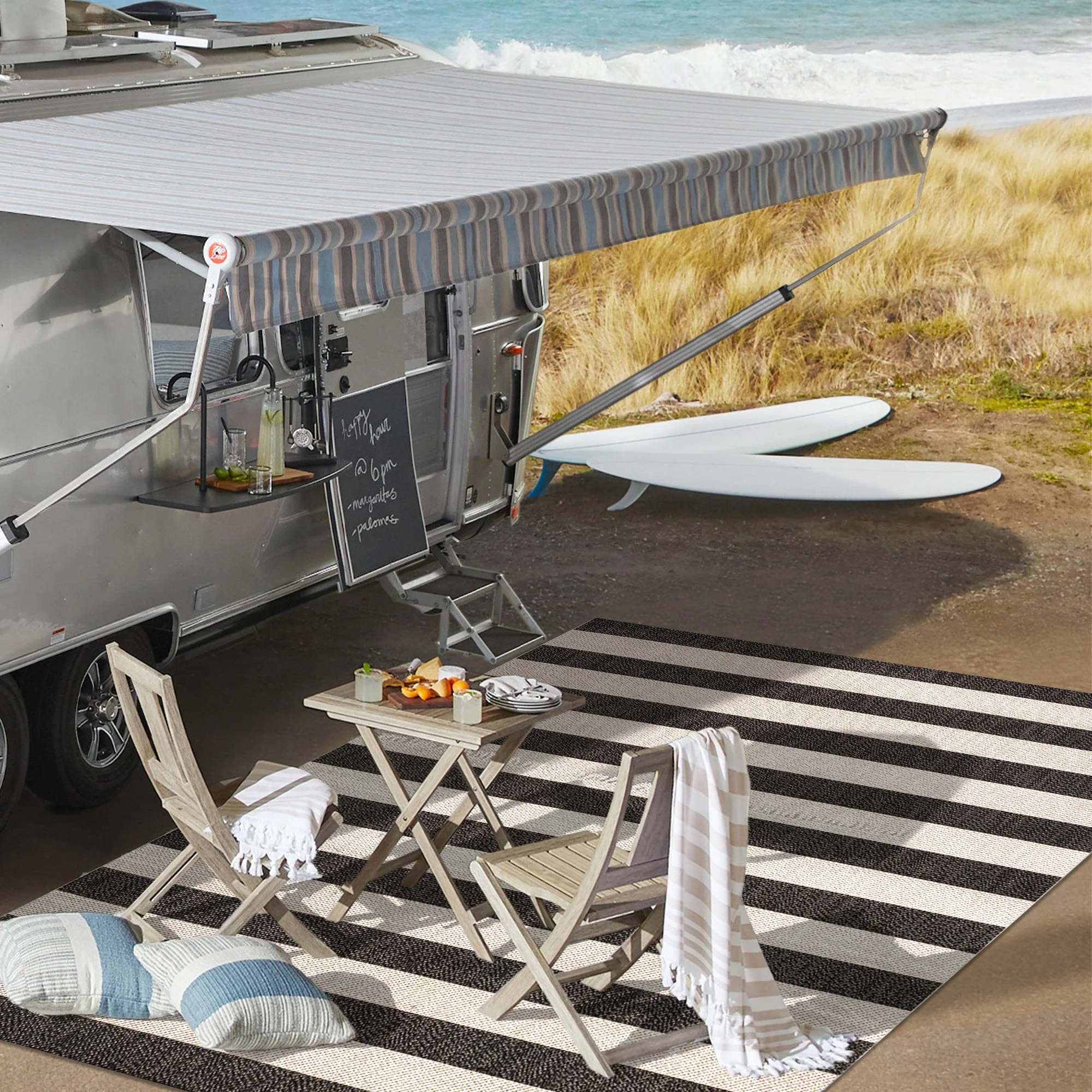 Negril Two-Tone Wide Stripe Indoor/Outdoor Runner Rug - Image 16