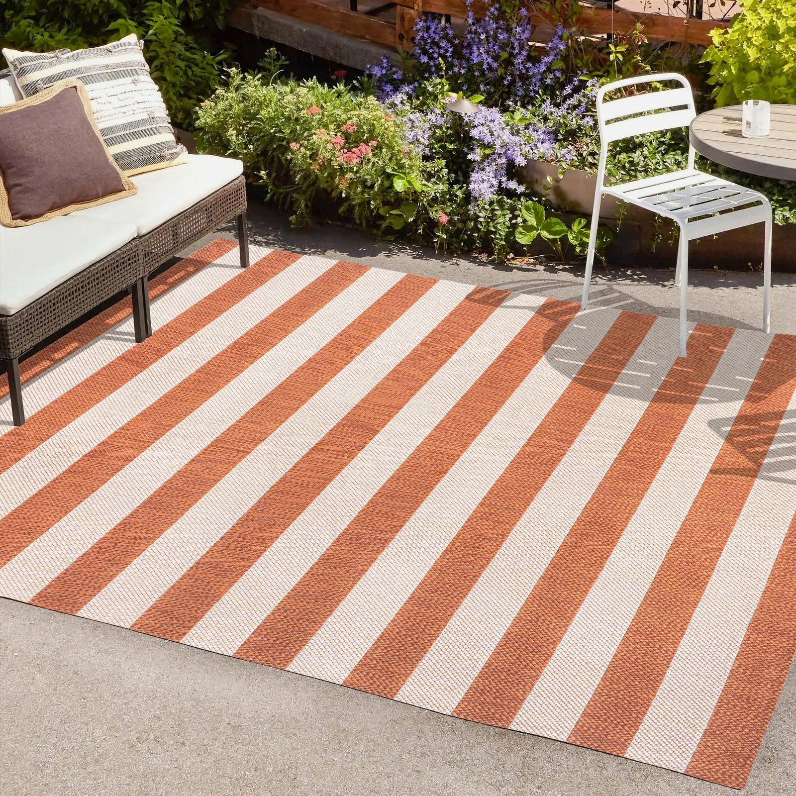 Negril Two-Tone Wide Stripe Indoor/Outdoor Runner Rug - Image 17