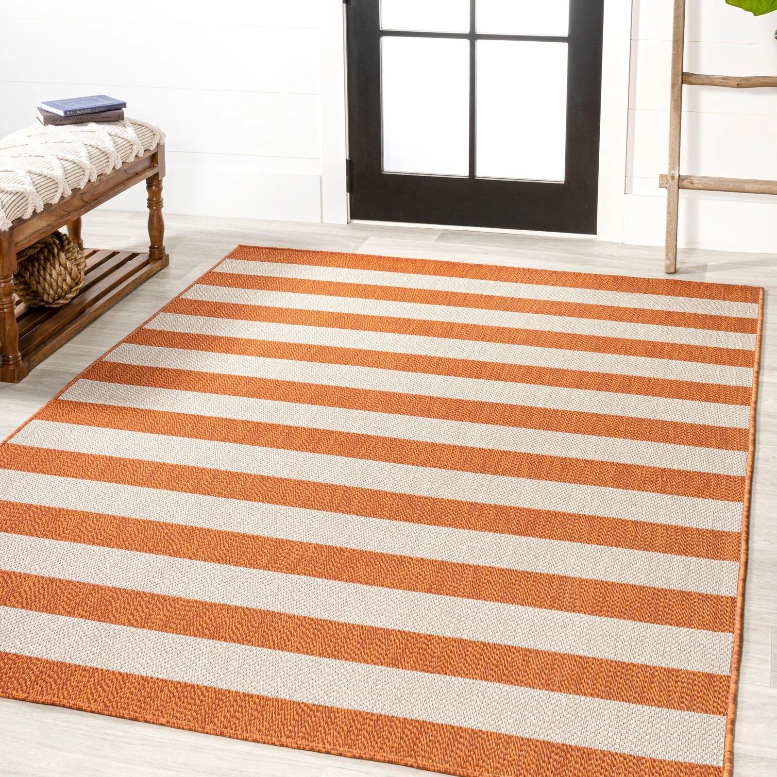 Negril Two-Tone Wide Stripe Indoor/Outdoor Runner Rug - Image 18