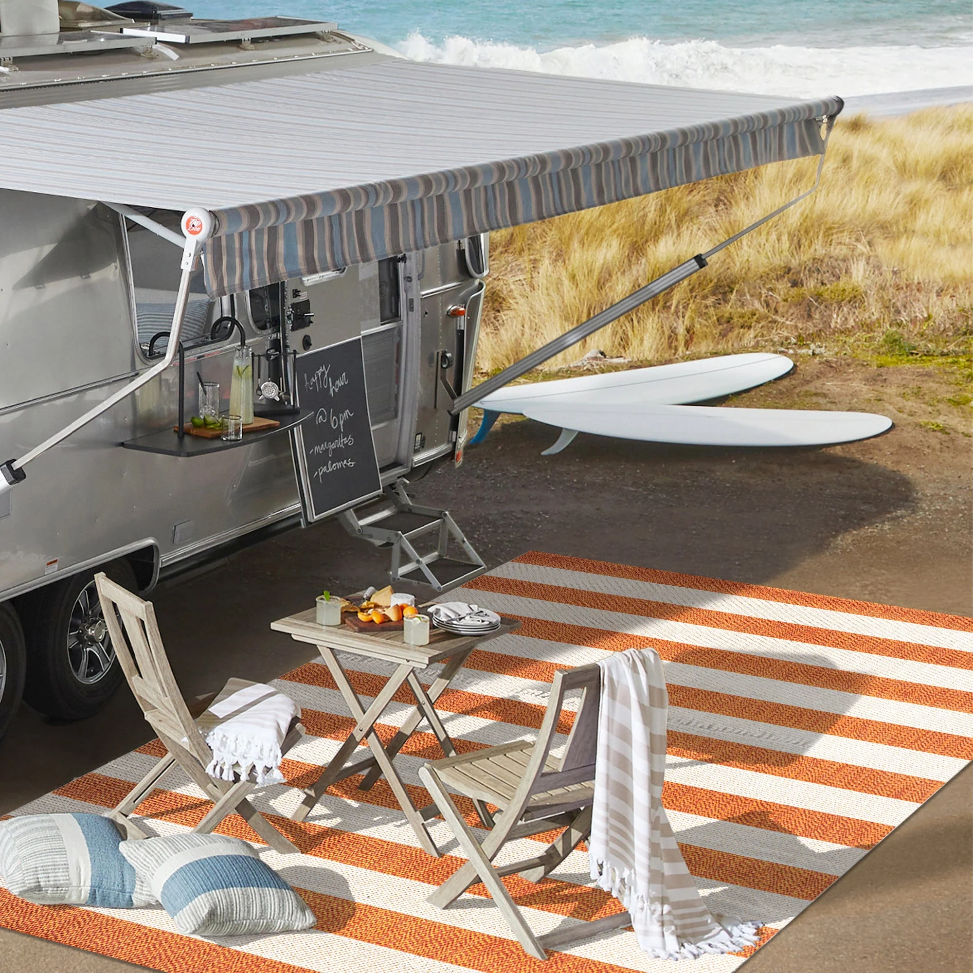 Negril Two-Tone Wide Stripe Indoor/Outdoor Runner Rug - Image 22