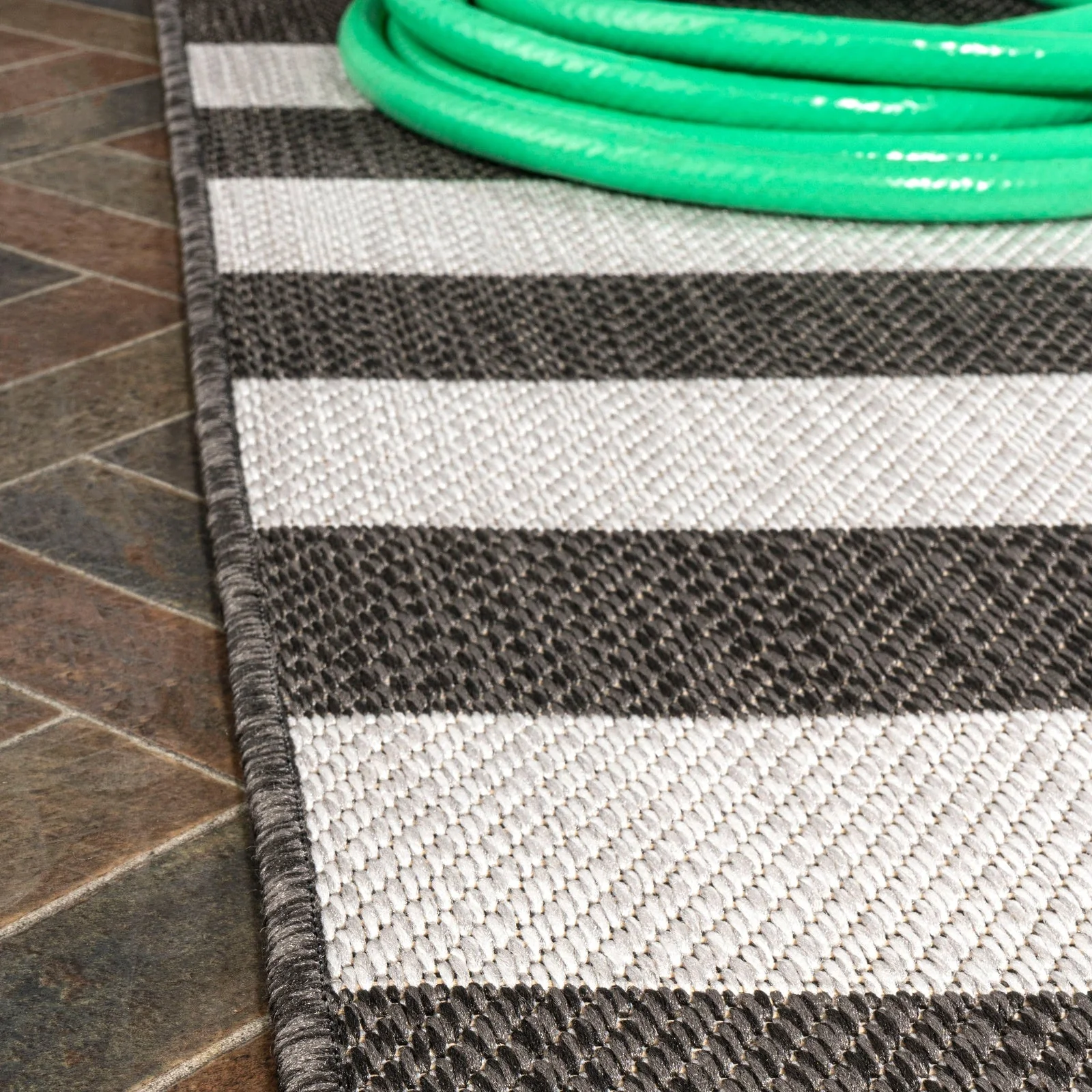 Negril Two-Tone Wide Stripe Indoor/Outdoor Runner Rug - Image 7
