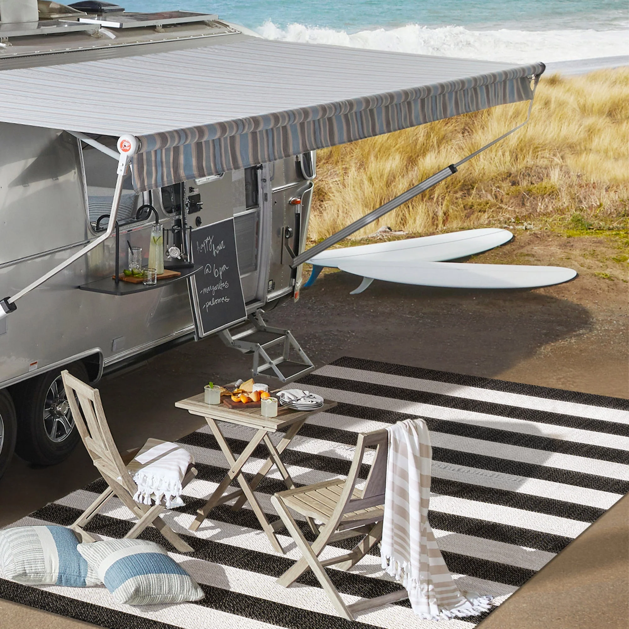 Negril Two-Tone Wide Stripe Indoor/Outdoor Runner Rug - Image 8