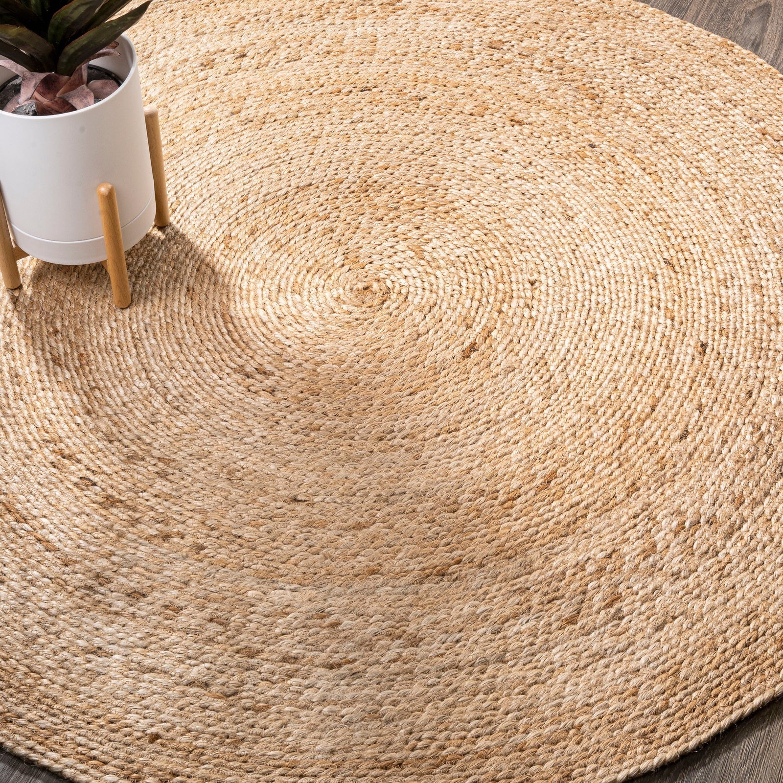 Soleil Natural Jute Braided Circle Natural Area Rug - Image 3