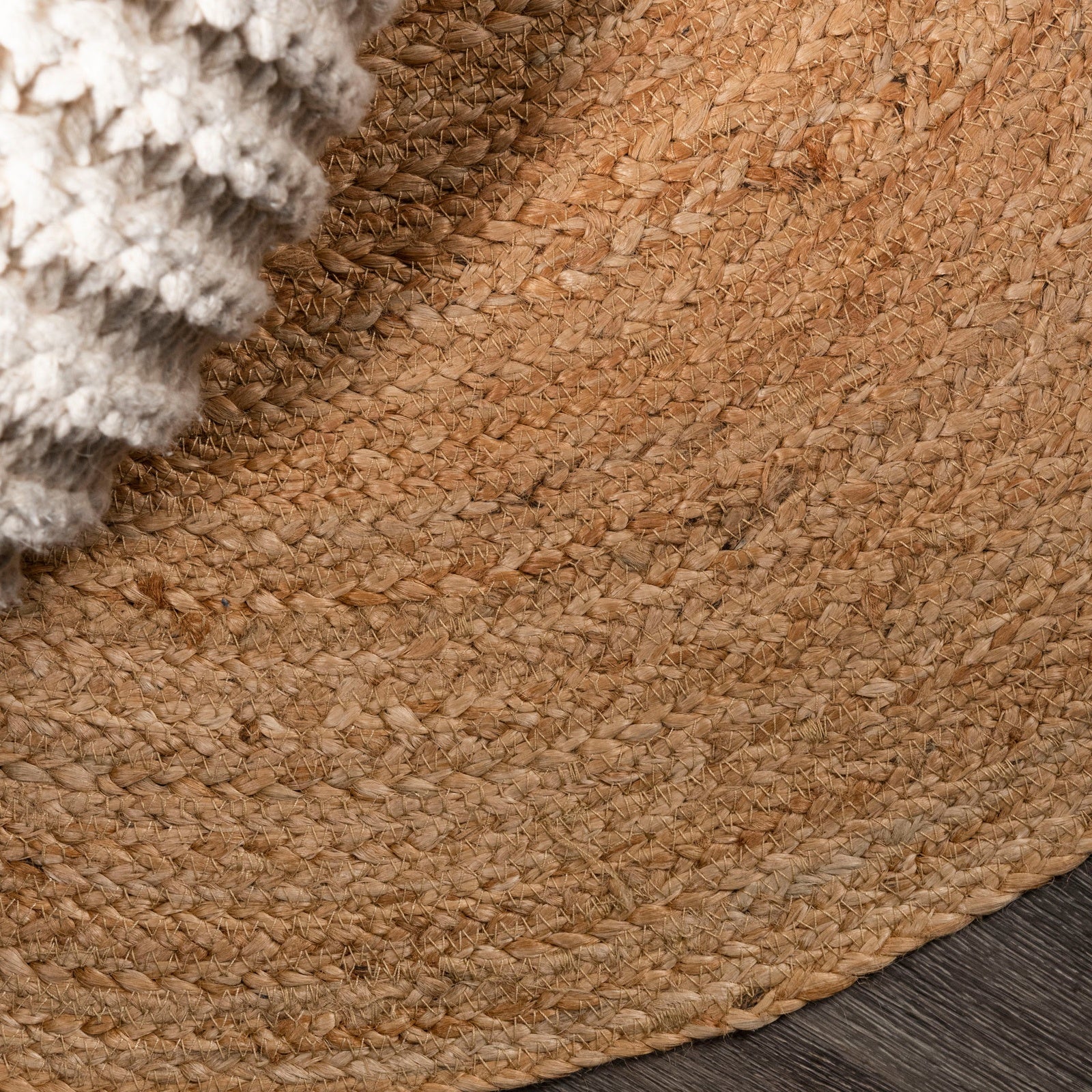 Soleil Natural Jute Braided Circle Natural Area Rug - Image 4