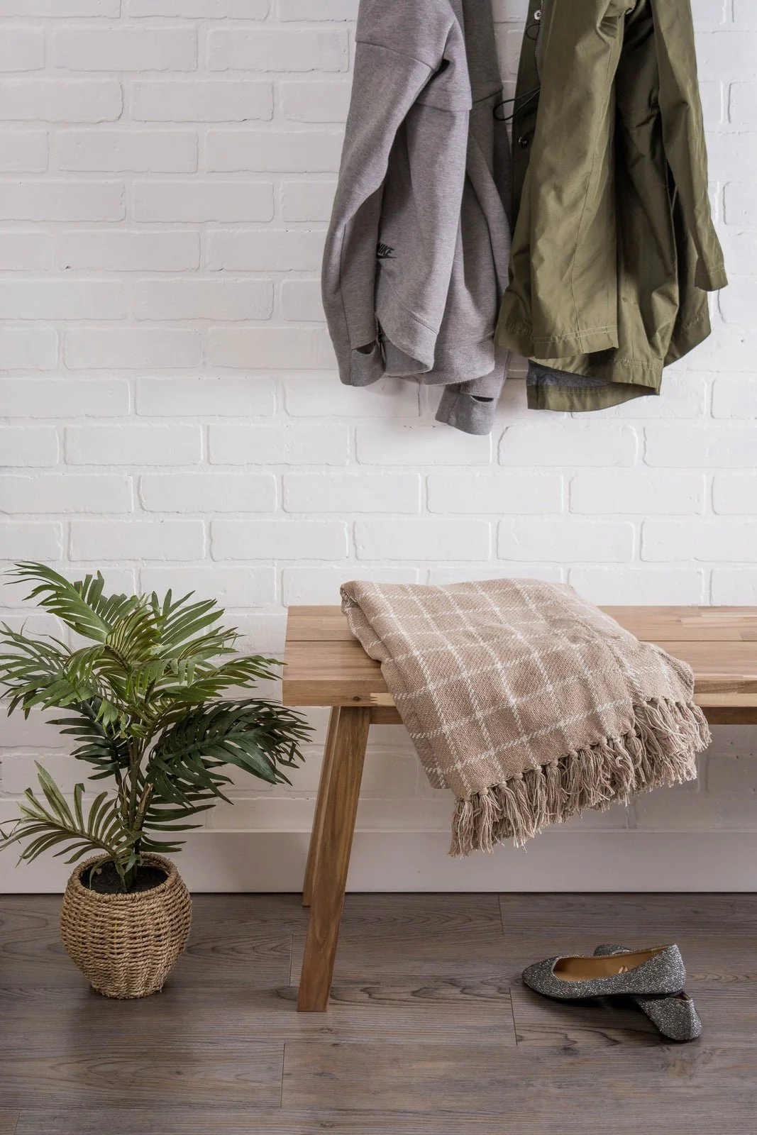 Stone Checked Plaid Throw - Image 3