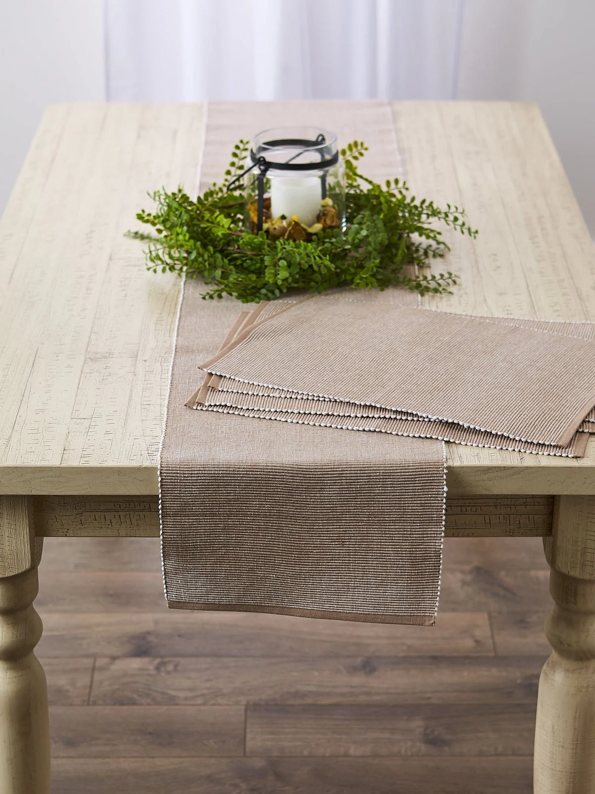 Stone & White 2-Tone Ribbed 13"X108" Table Runner - Image 10