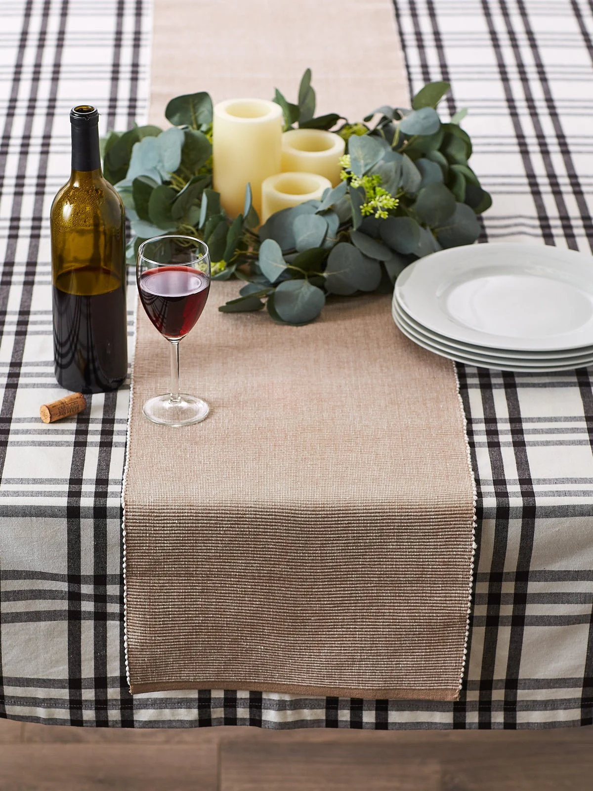 Stone & White 2-Tone Ribbed 13"X108" Table Runner - Image 5