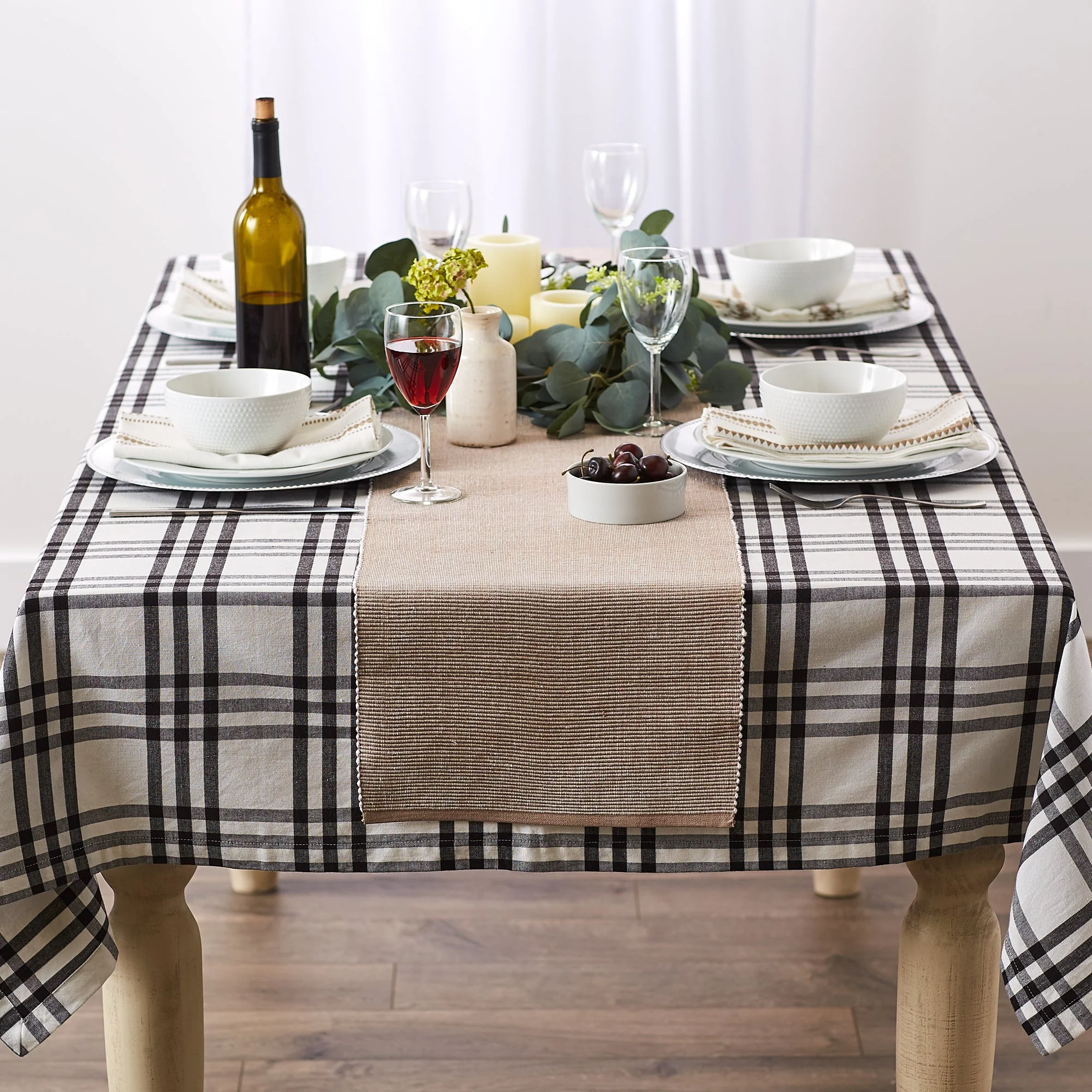 Stone/White 2-Tone Ribbed Table Runner 13X72 - Image 3