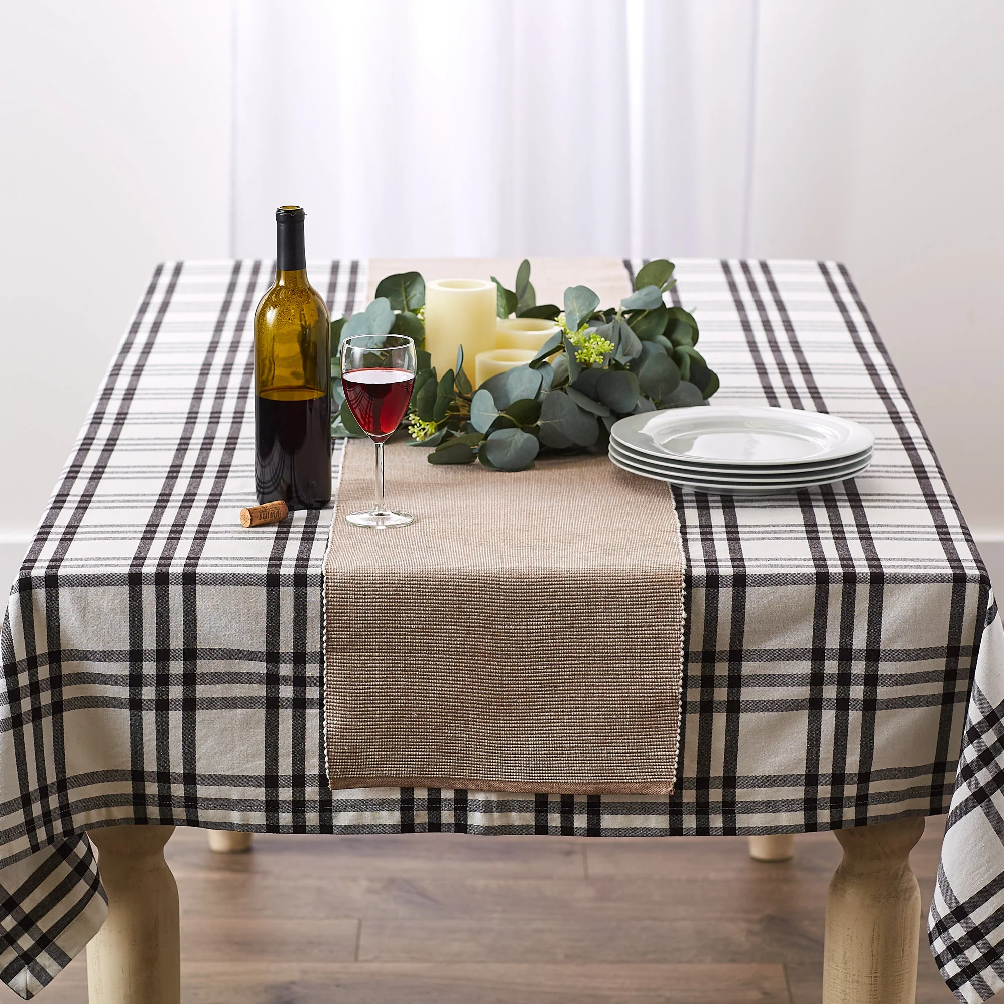 Stone/White 2-Tone Ribbed Table Runner 13X72 - Image 5