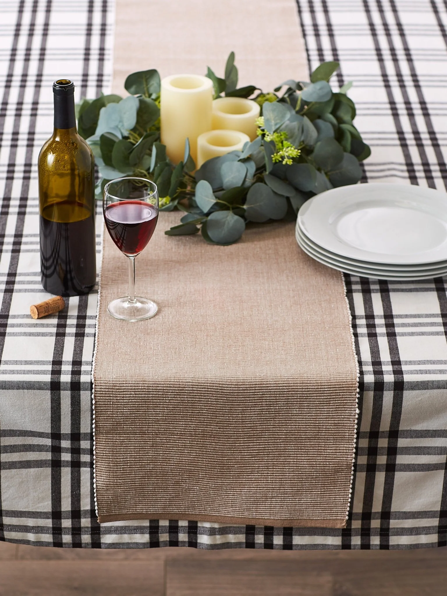 Stone/White 2-Tone Ribbed Table Runner 13X72 - Image 6