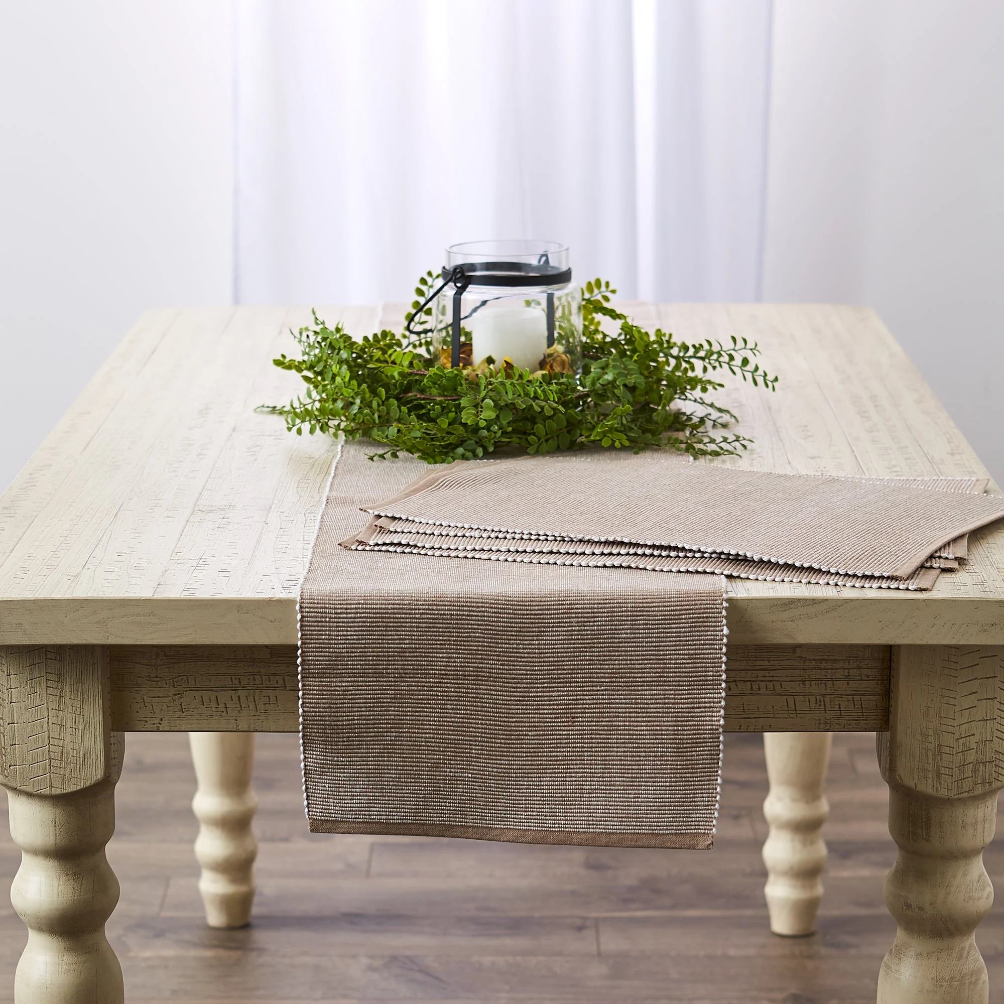 Stone/White 2-Tone Ribbed Table Runner 13X72 - Image 9