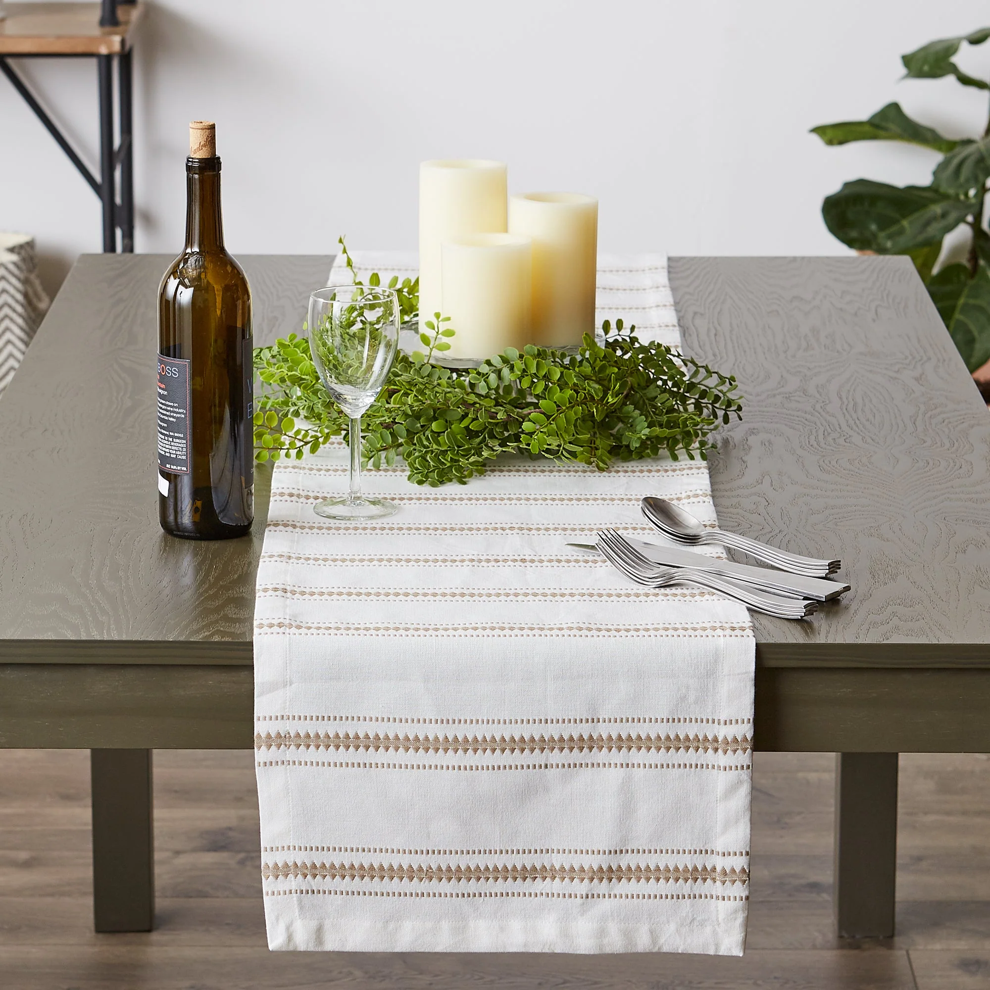 Stone Zig Dobby Stripe Table Runner 14X72 - Image 4