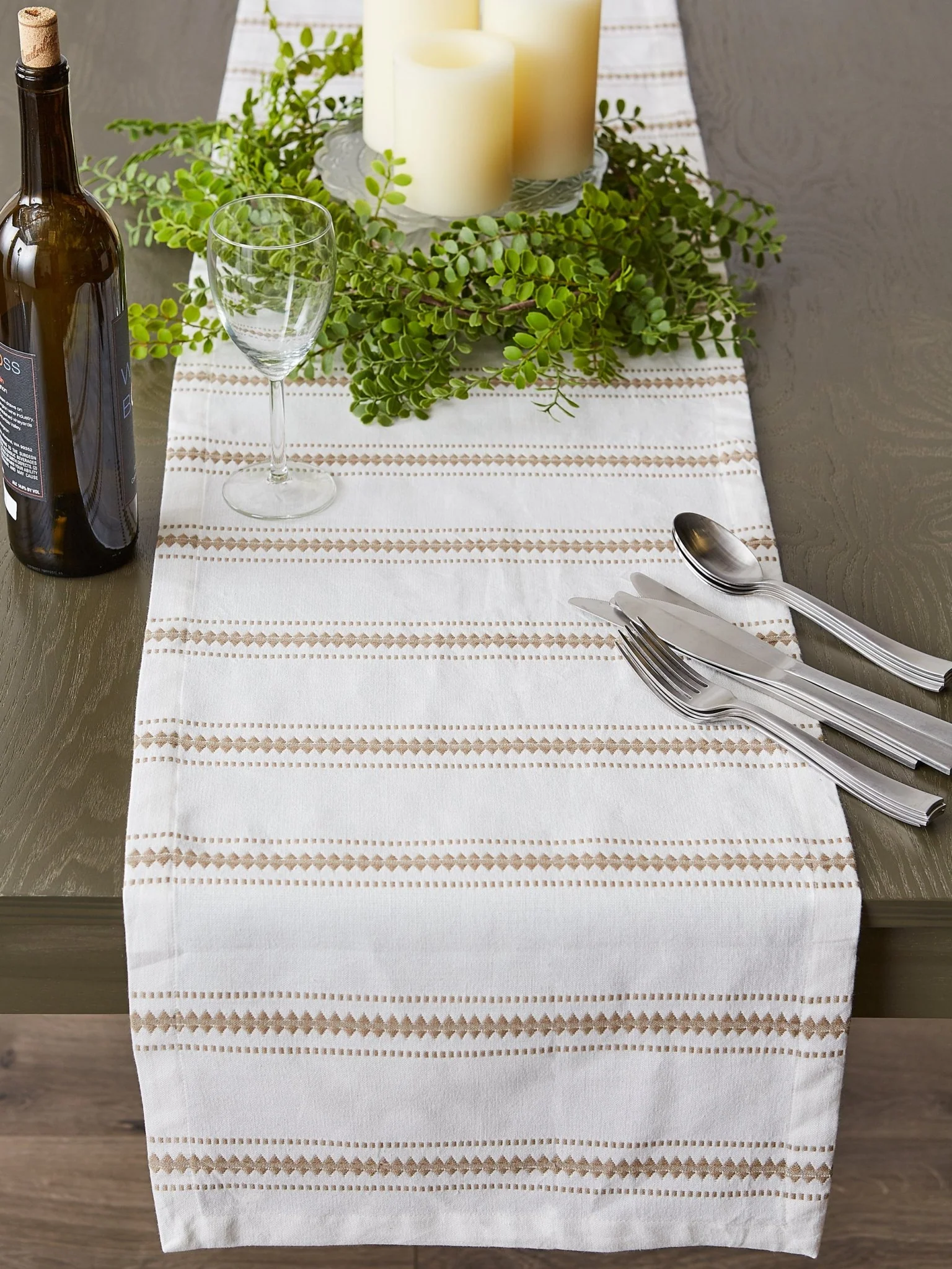 Stone Zig Dobby Stripe Table Runner 14X72 - Image 7