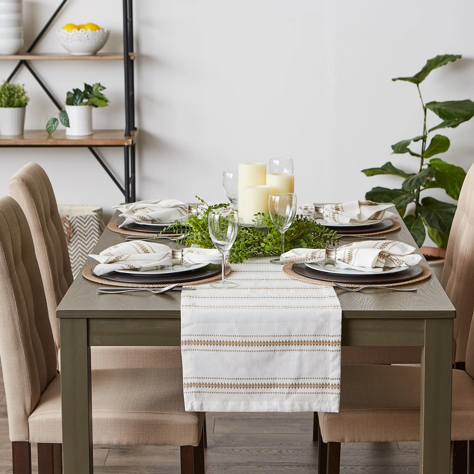 Stone Zig Dobby Stripe Table Runner 14X72 - Image 9