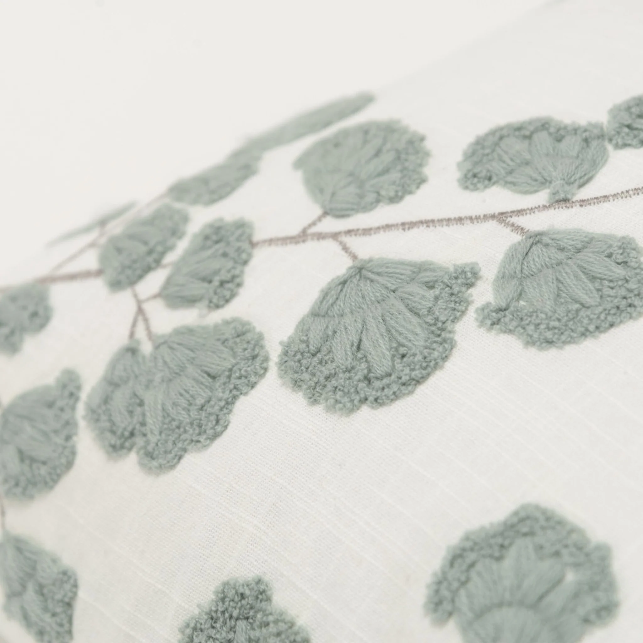 Embroidered Cotton Botanical  Decorative Throw Pillow - Image 9