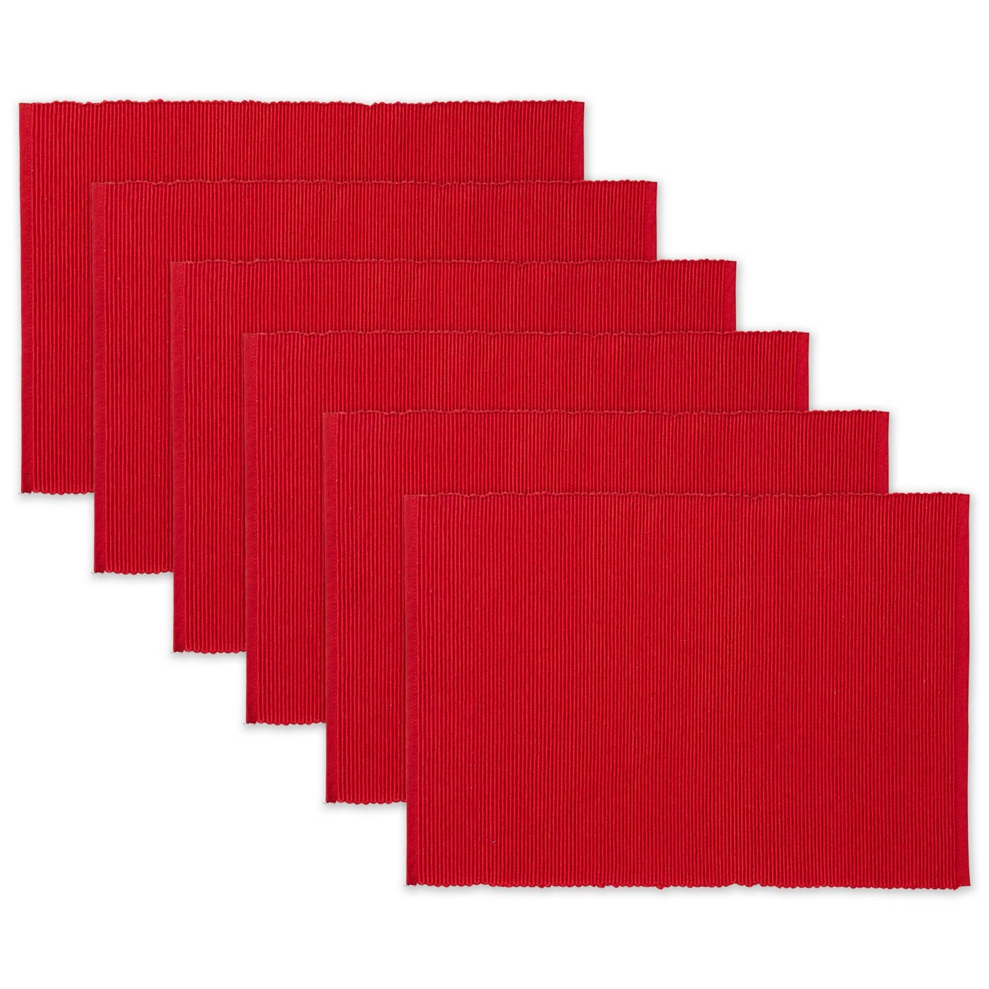 Tango Red Ribbed Placemats, Set Of 6 - Image 4