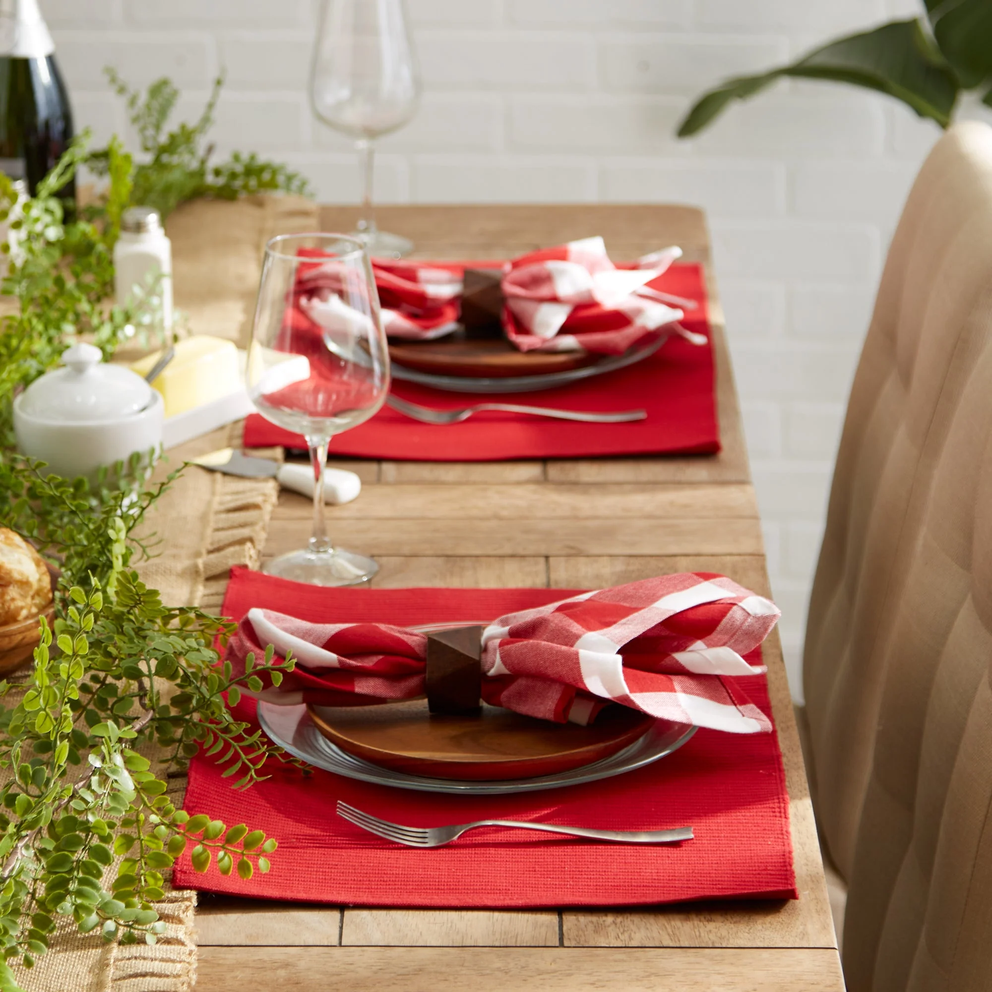 Tango Red Ribbed Placemats, Set Of 6 - Image 8