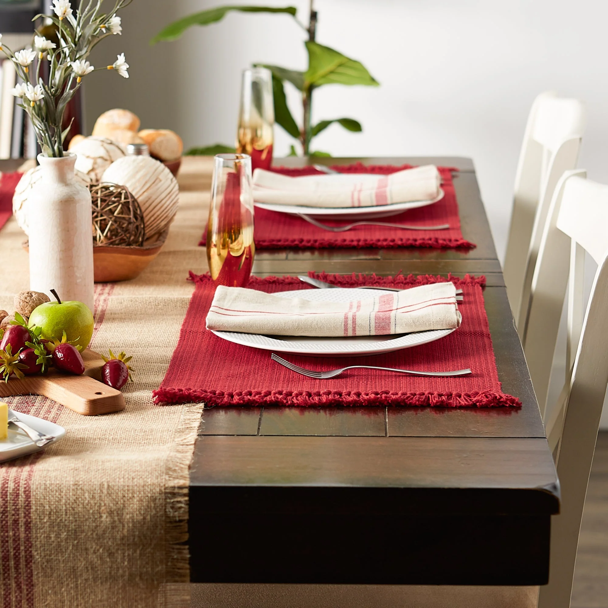 Tango Red Variegated Fringe Placemats, Set Of 6 - Image 4