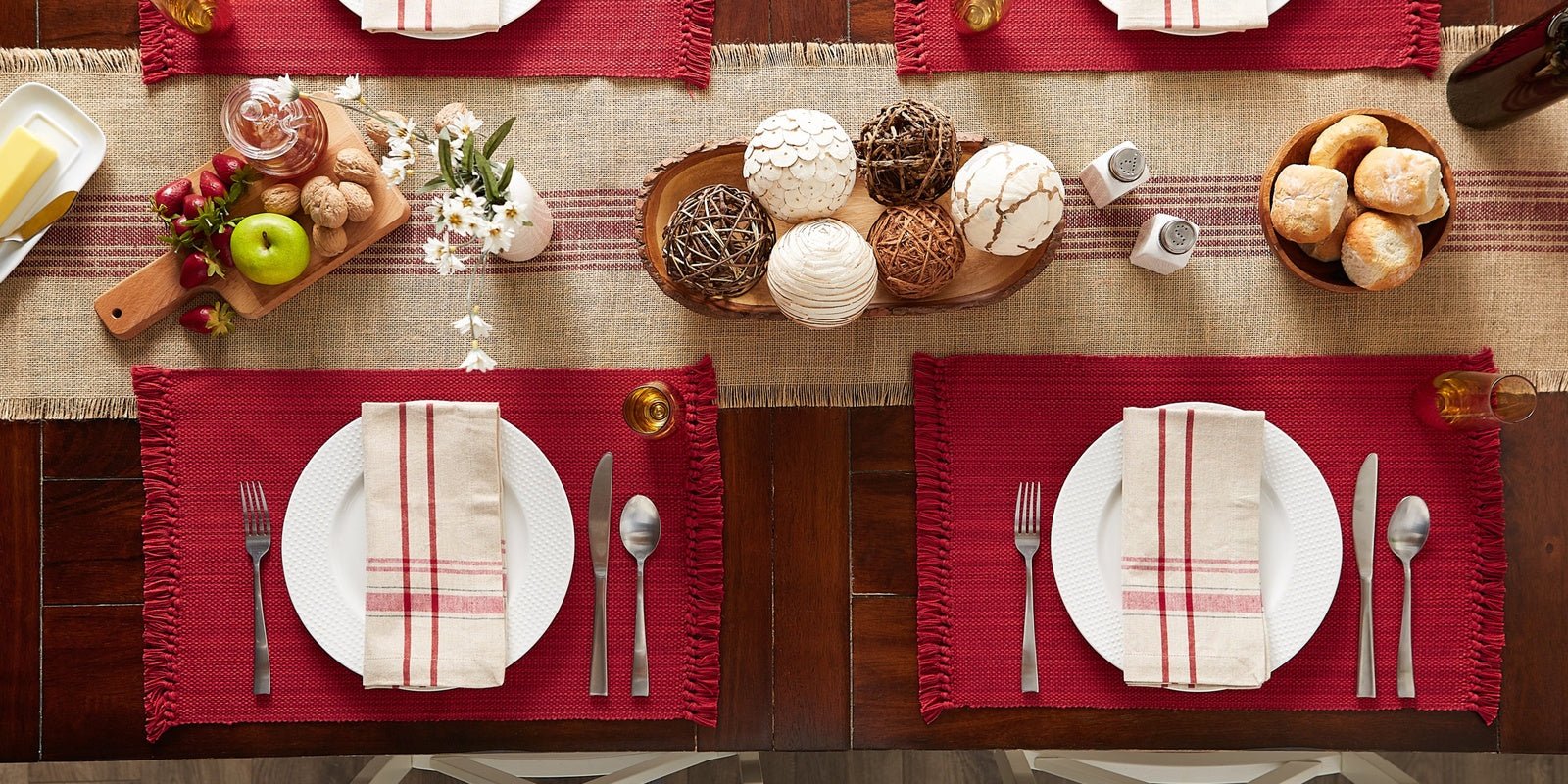 Tango Red Variegated Fringe Placemats, Set Of 6 - Image 5