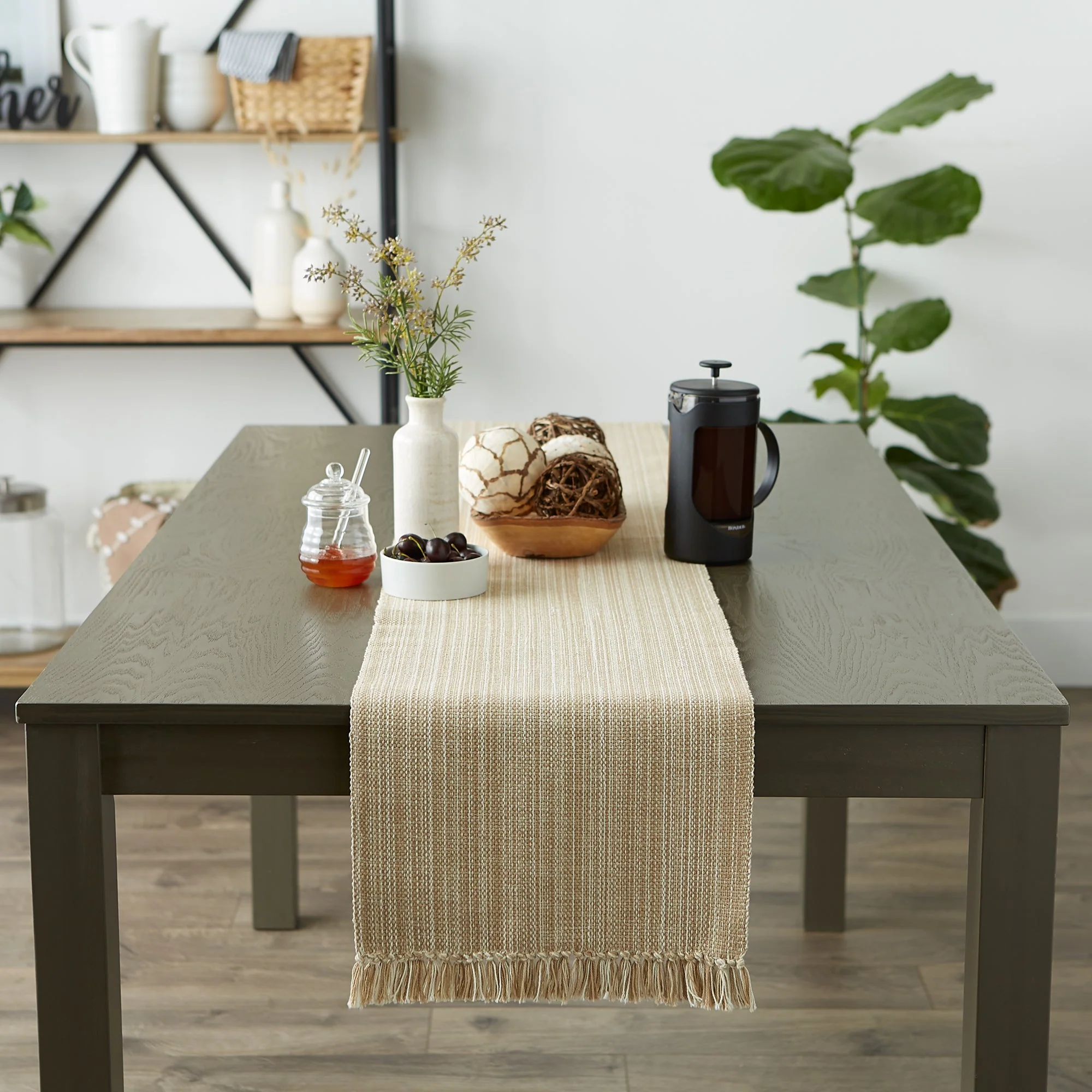 Taupe Variegated Fringe Table Runner 13X72 - Image 10