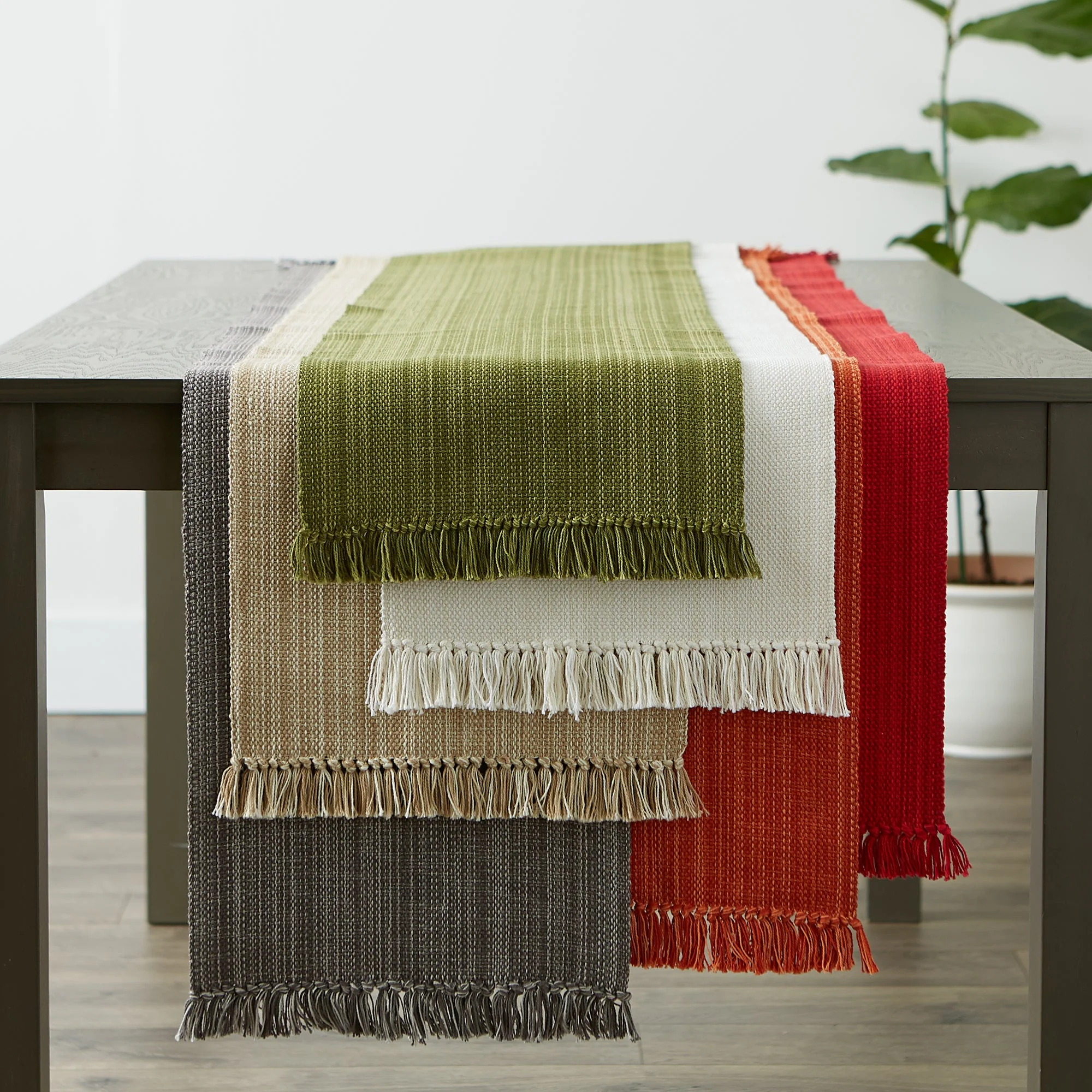 Taupe Variegated Fringe Table Runner 13X72 - Image 3