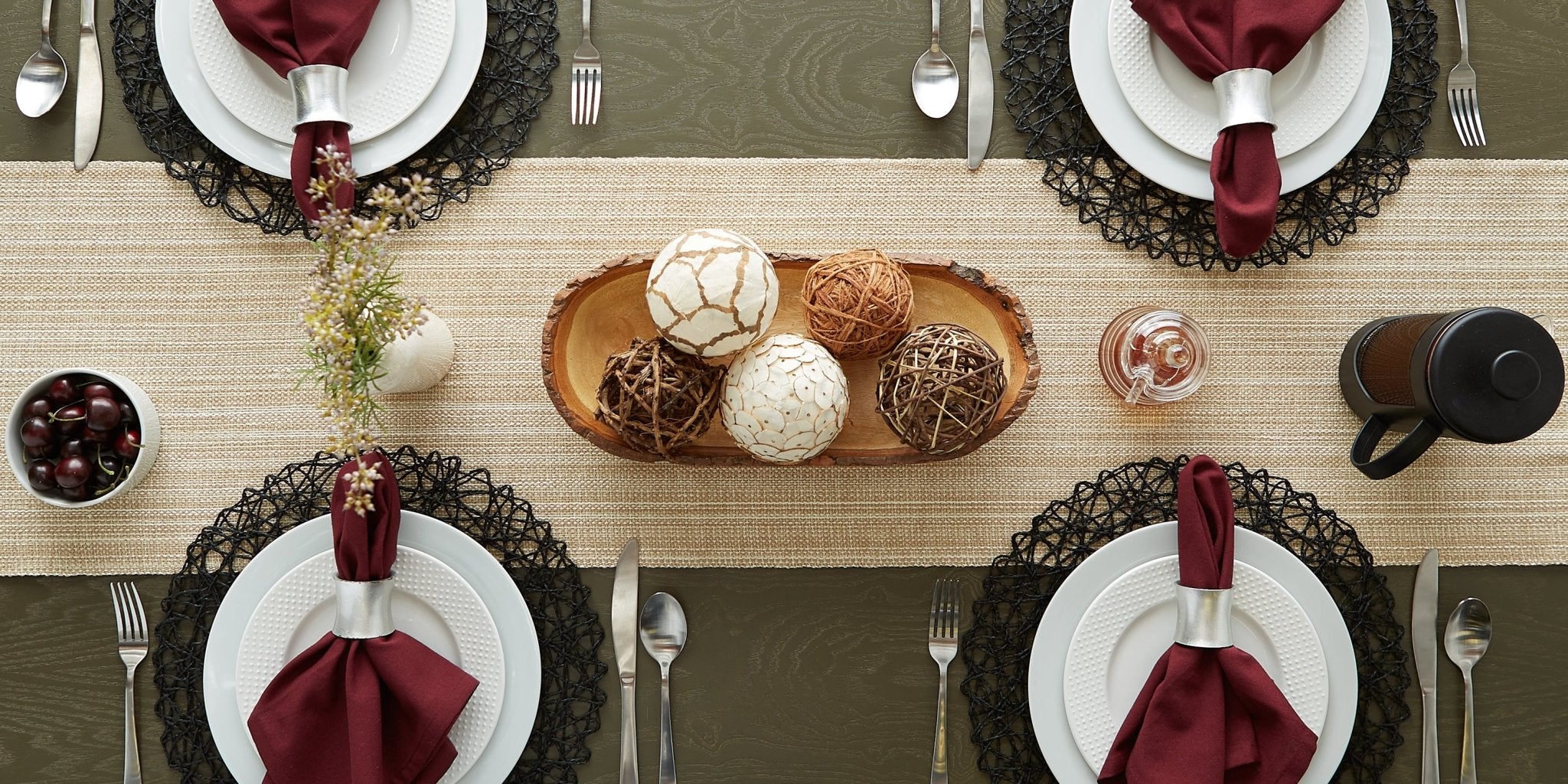 Taupe Variegated Fringe Table Runner 13X72 - Image 8