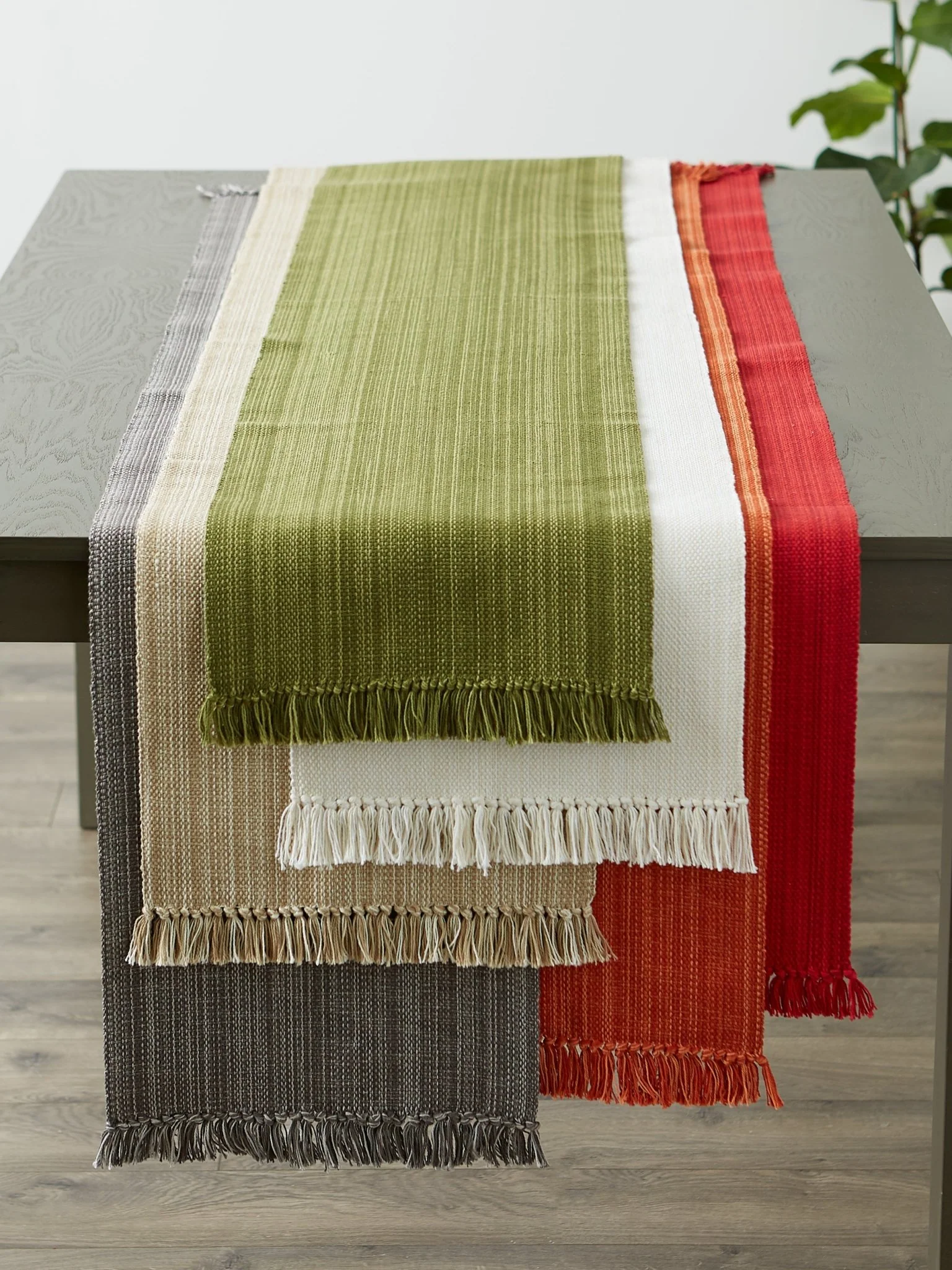 Taupe Variegated Fringe Table Runner 13X72 - Image 9