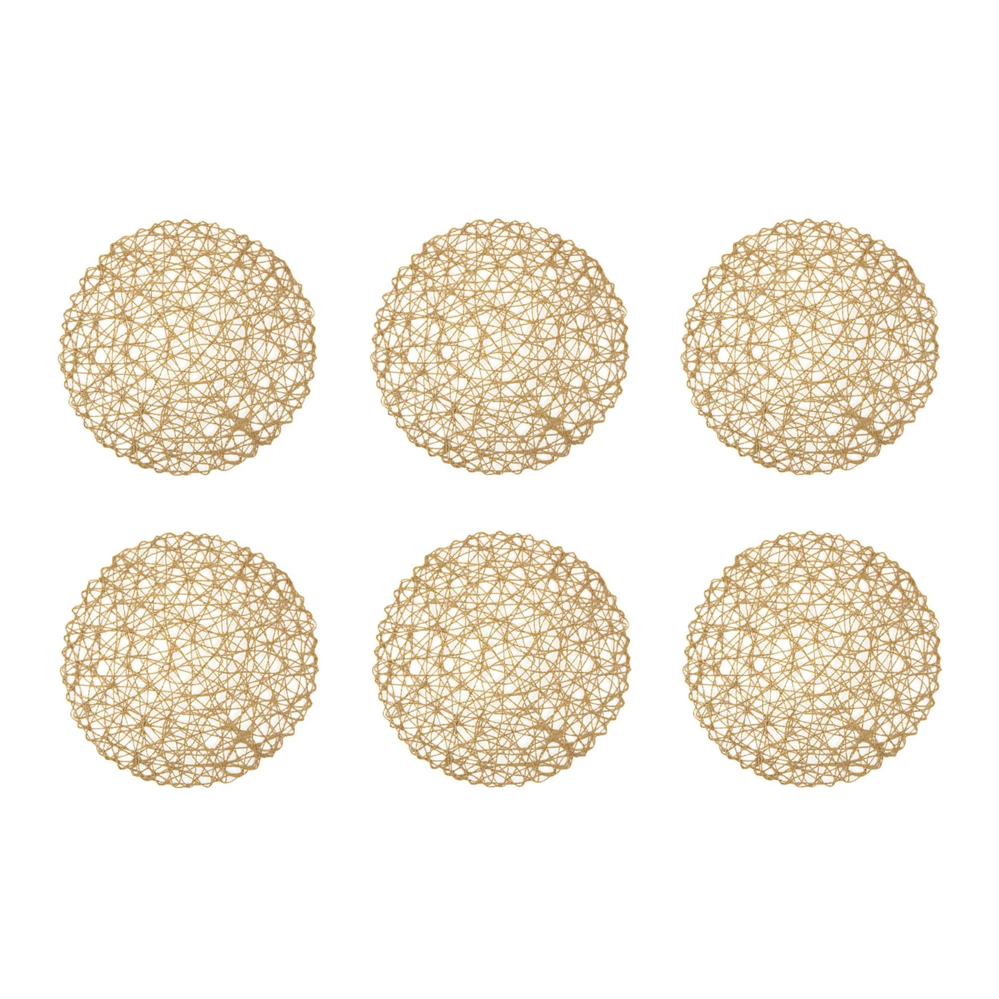 Taupe Woven Paper Round Placemats, Set Of 6 - Image 3