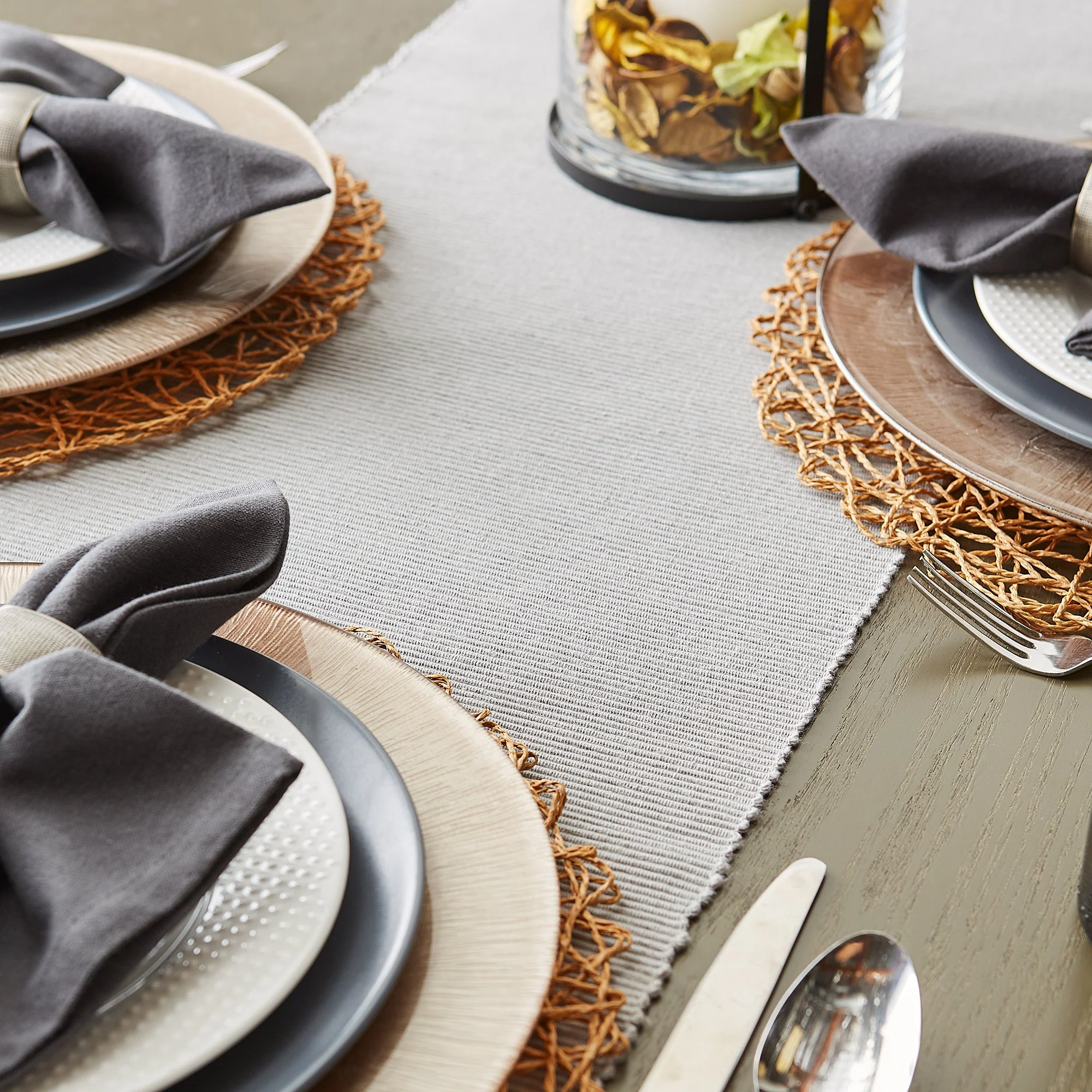Taupe Woven Paper Round Placemats, Set Of 6 - Image 4