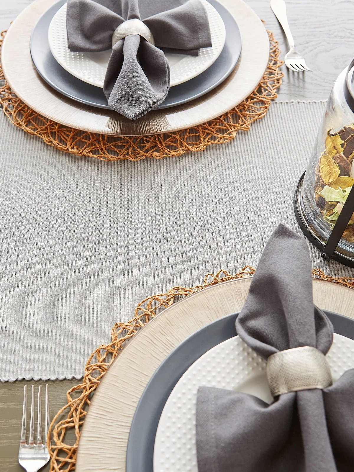 Taupe Woven Paper Round Placemats, Set Of 6 - Image 5