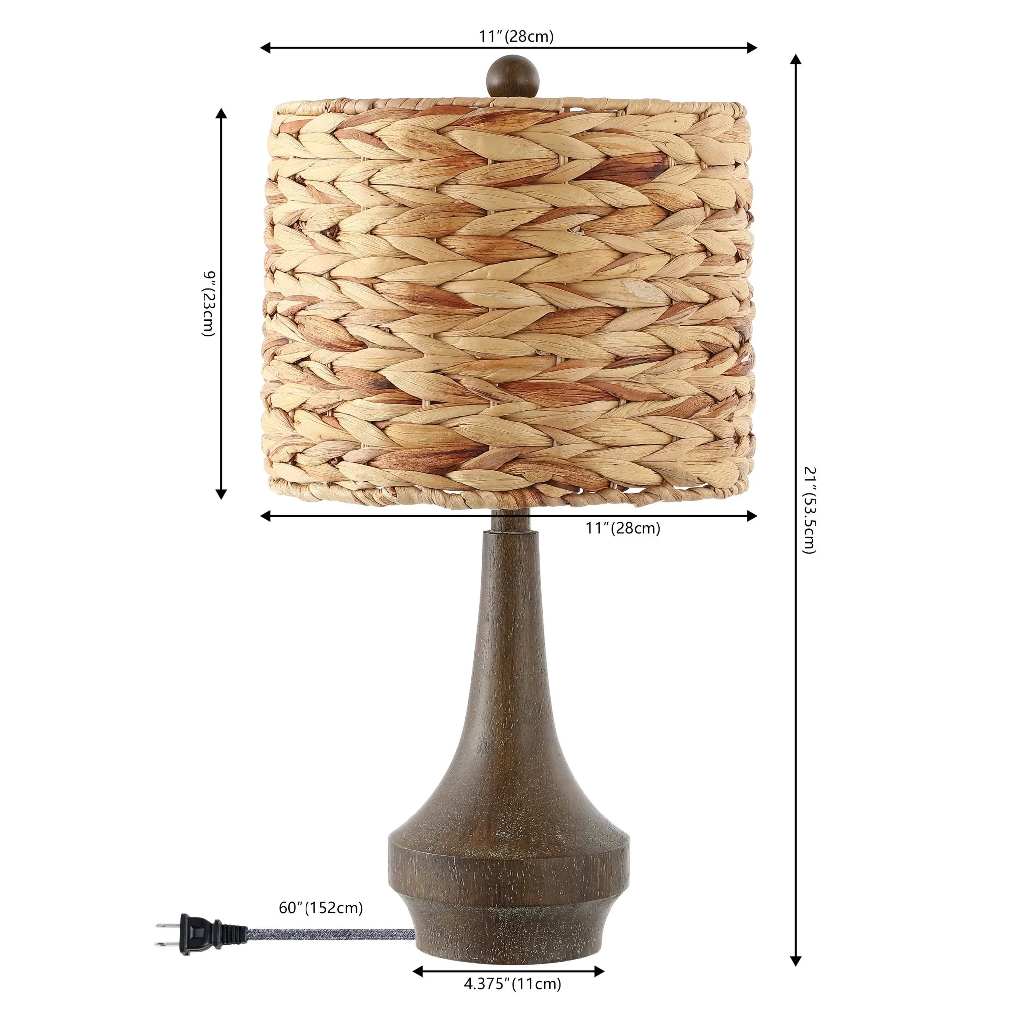 Theodore Rustic Farmhouse Handwoven Rattan/Resin LED Table Lamp - Image 4