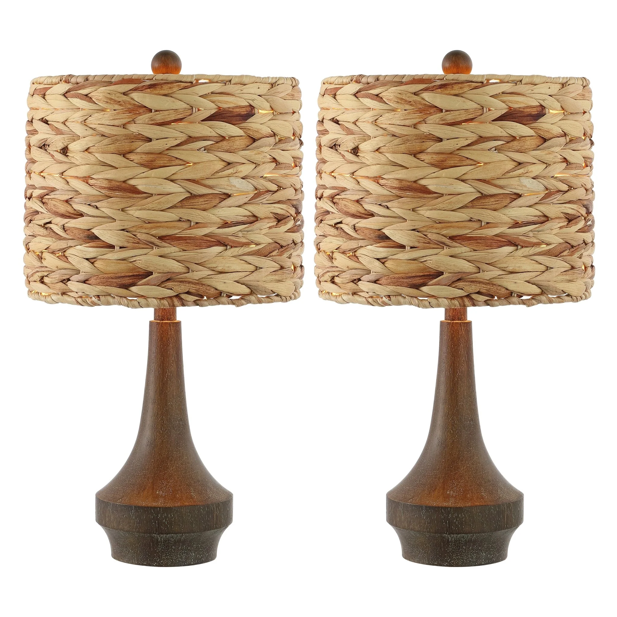 Theodore Rustic Farmhouse Handwoven Rattan/Resin LED Table Lamp - Image 5