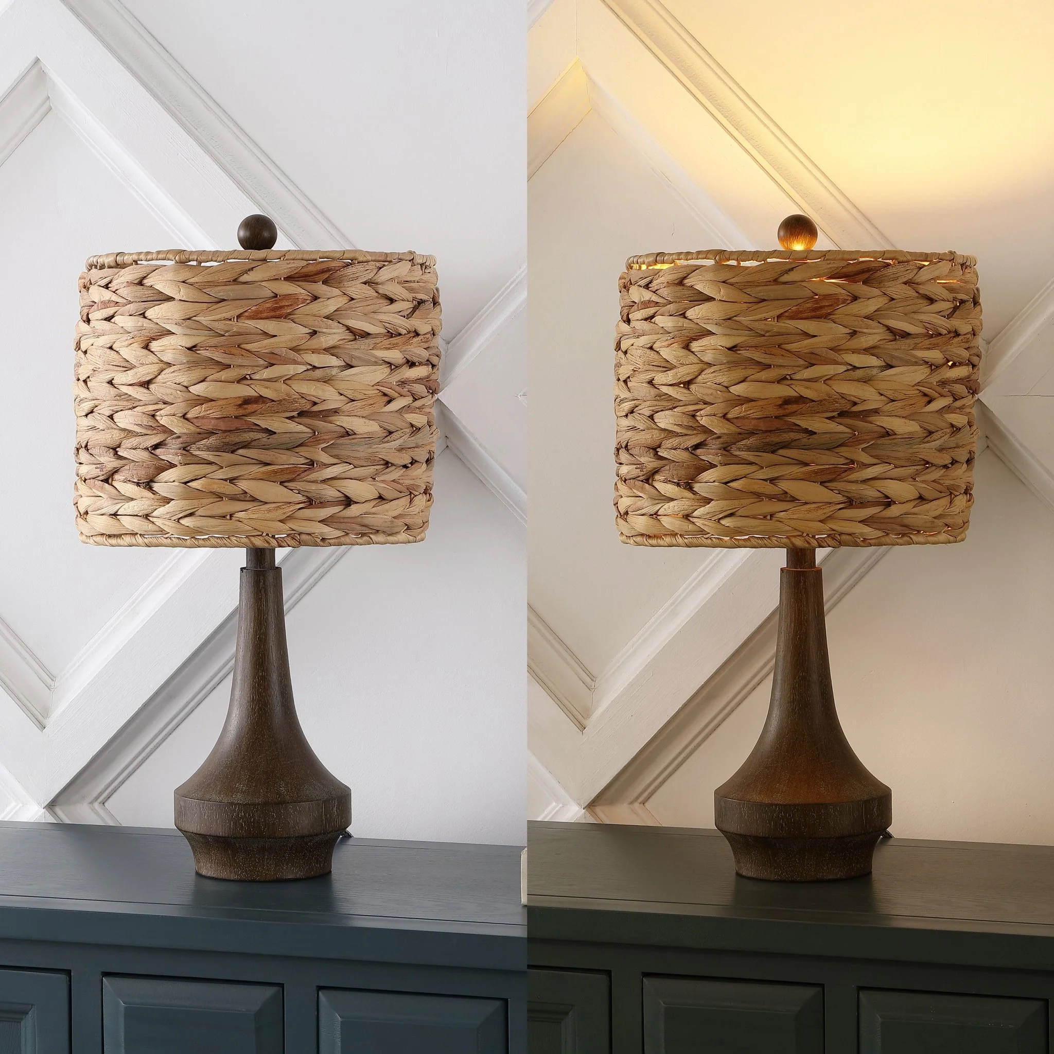 Theodore Rustic Farmhouse Handwoven Rattan/Resin LED Table Lamp - Image 6