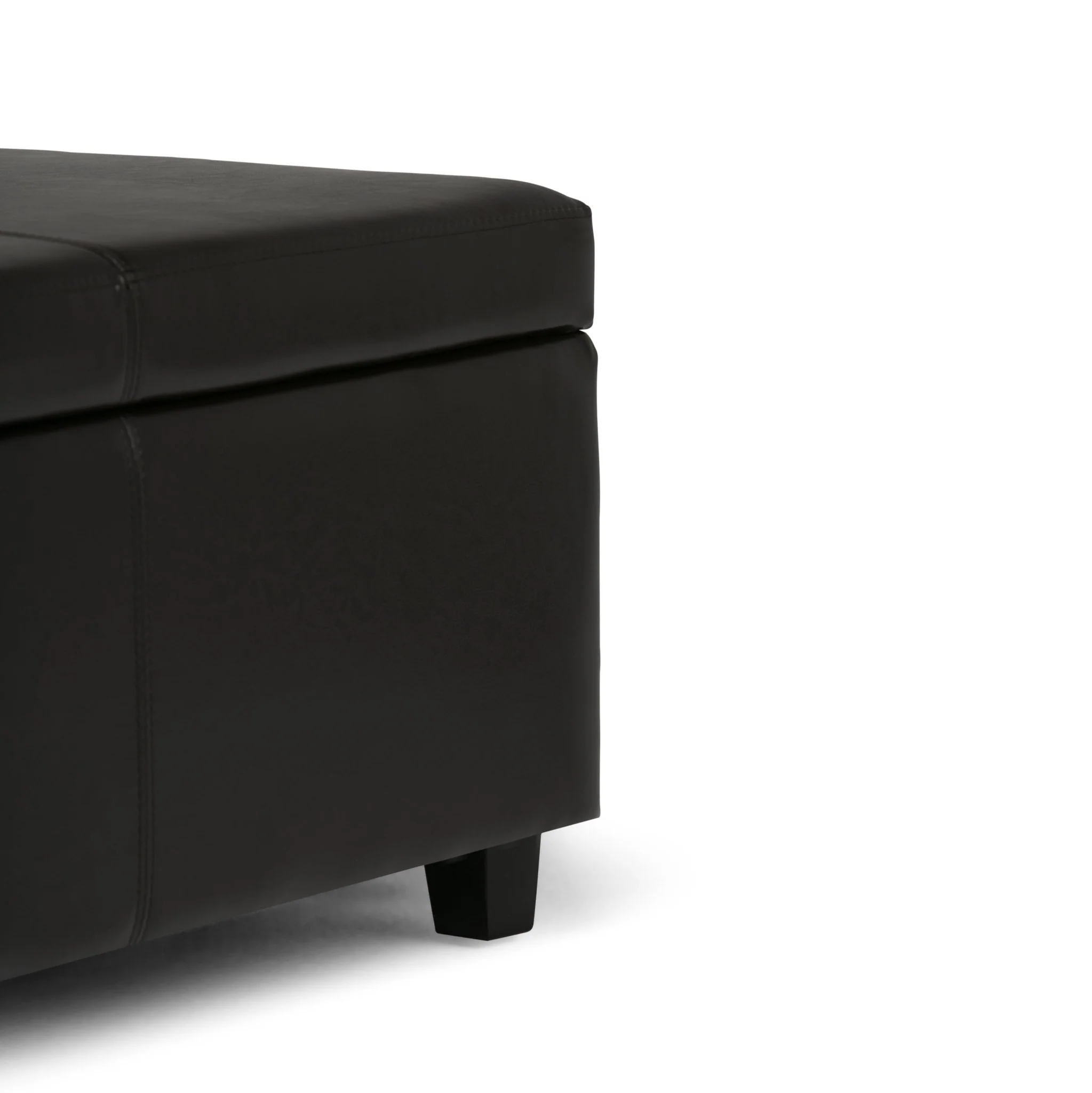 Upholstered Faux Leather Storage Ottoman - Image 4