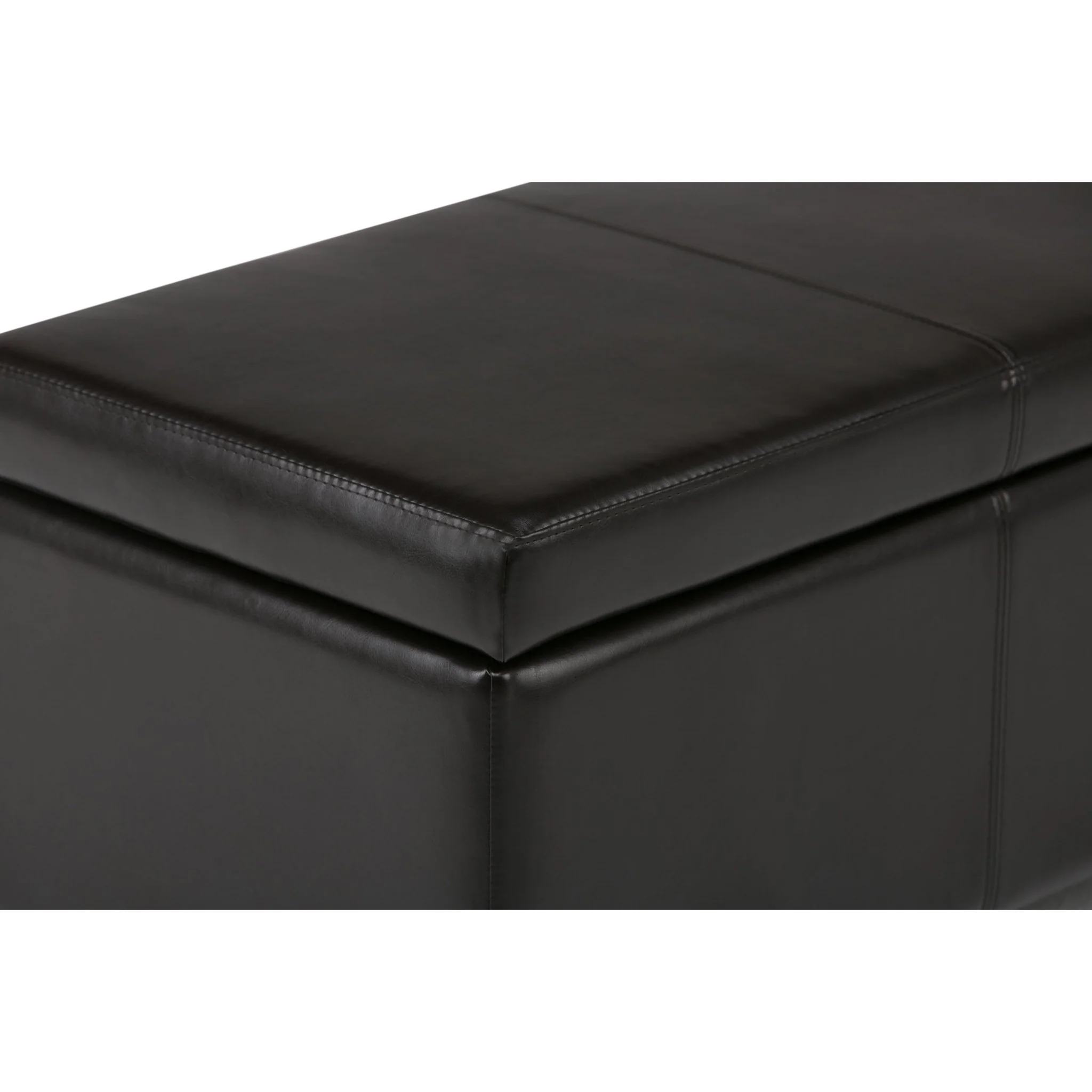Upholstered Faux Leather Storage Ottoman - Image 5