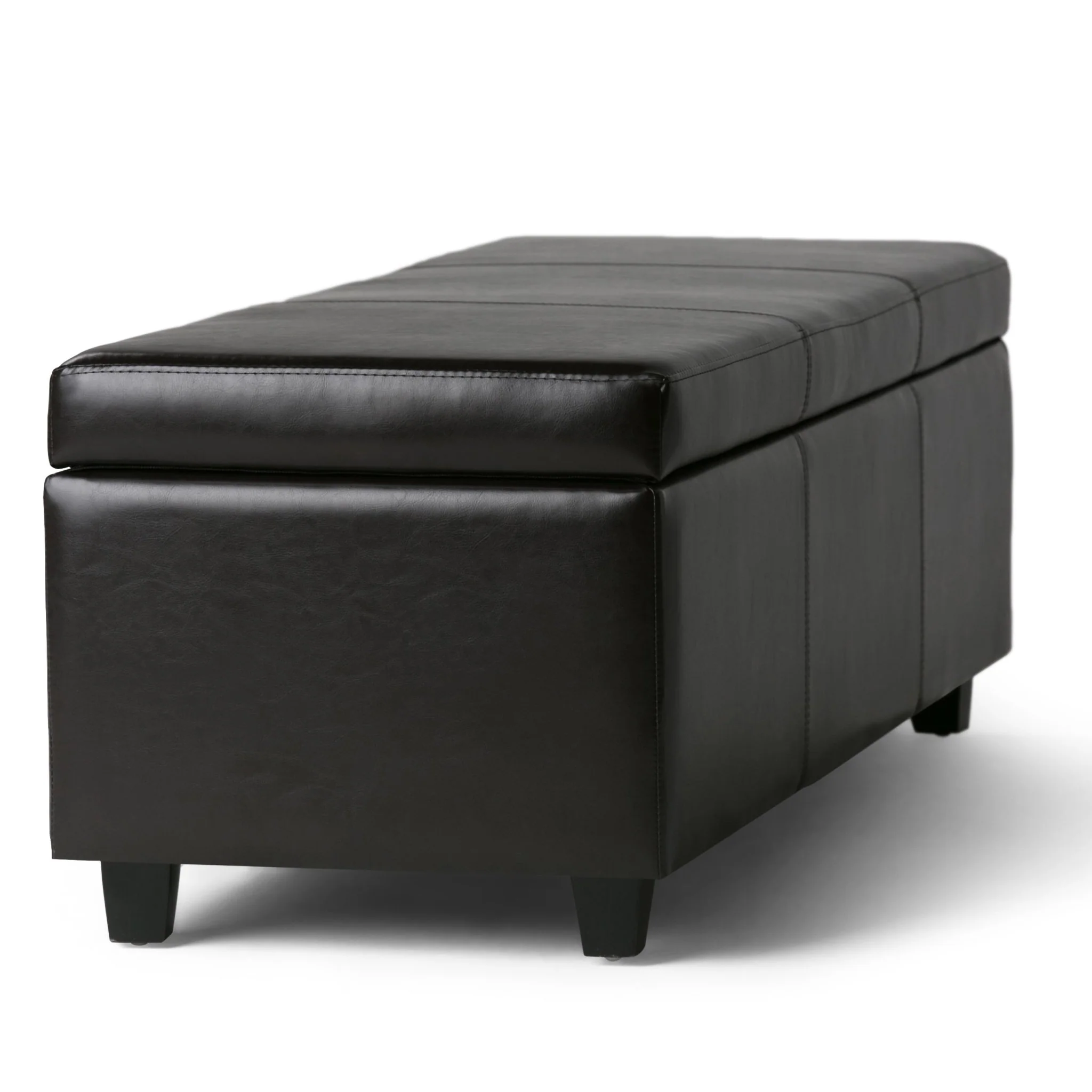 Upholstered Faux Leather Storage Ottoman - Image 6
