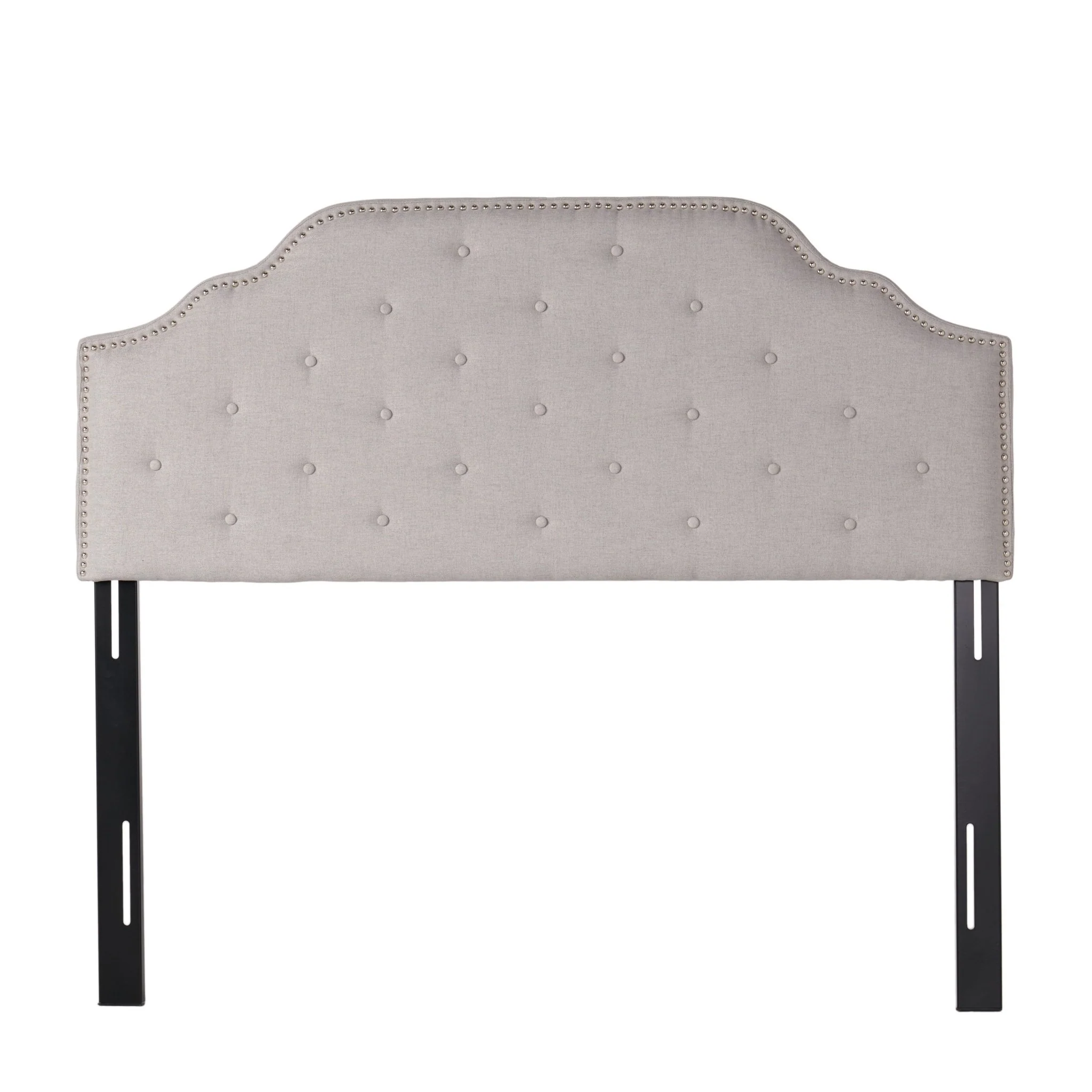Upholstered Headboard with Diamond Tufted and Nail Head Trim, Queen and Full Size - Image 3