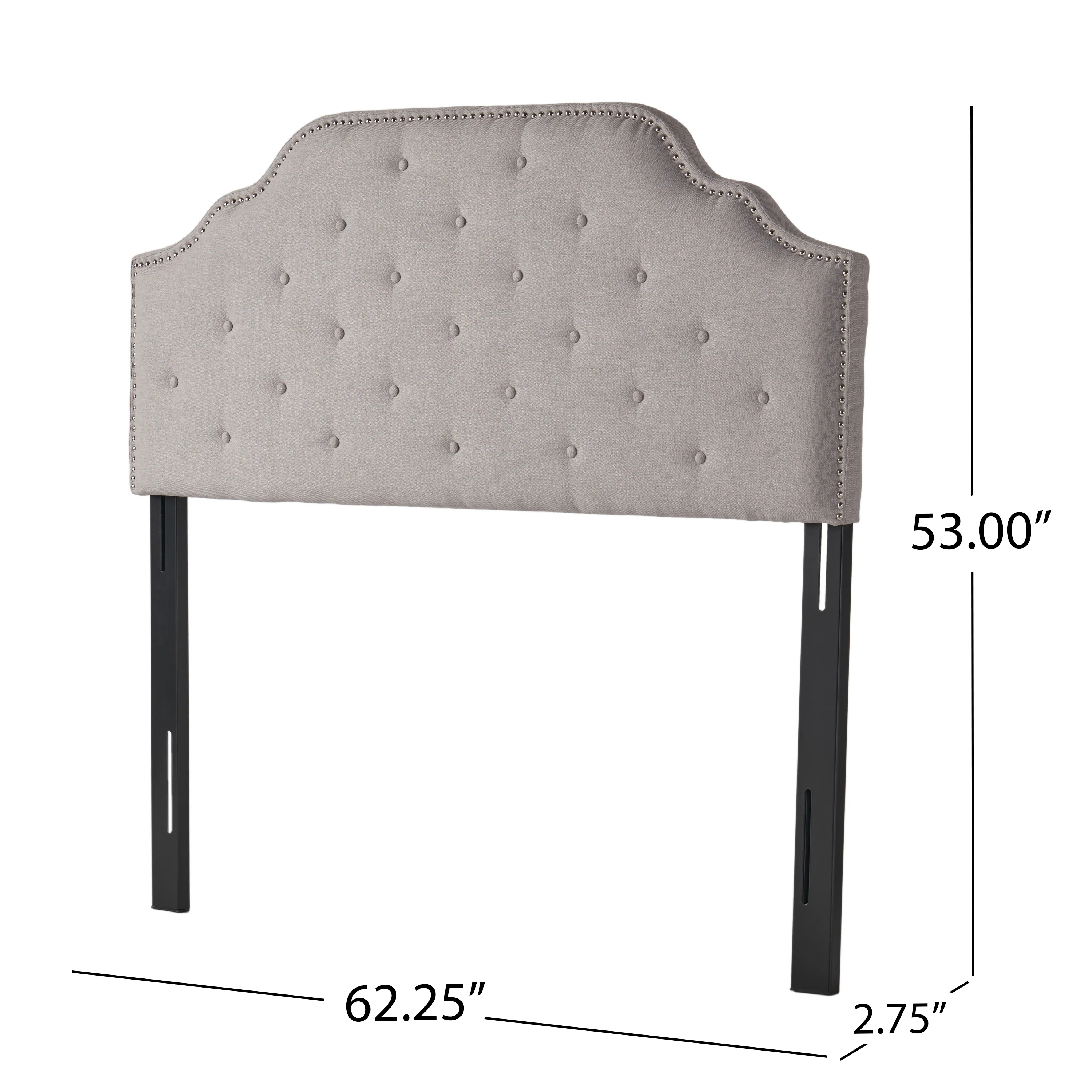 Upholstered Headboard with Diamond Tufted and Nail Head Trim, Queen and Full Size - Image 9