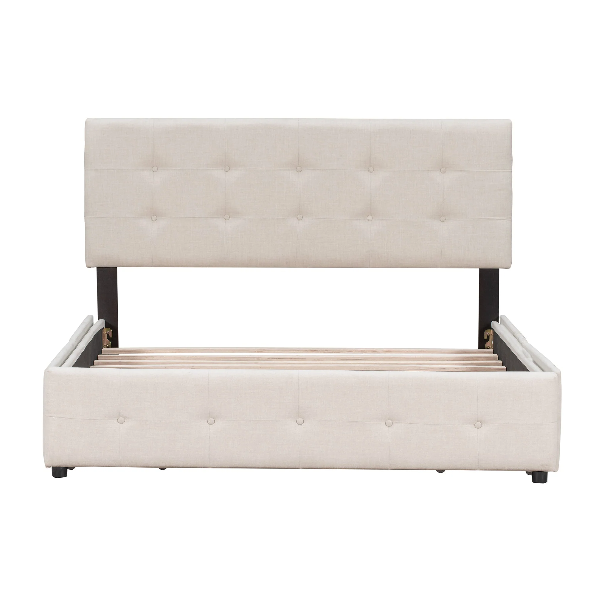Upholstered Queen Platform Bed with Classic Headboard and 4 Drawers - Image 3