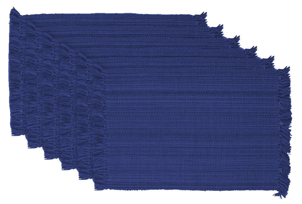 Variegated Fringe 13X19" Nautical Blue Cotton Placemat Set Of 6 - Image 7