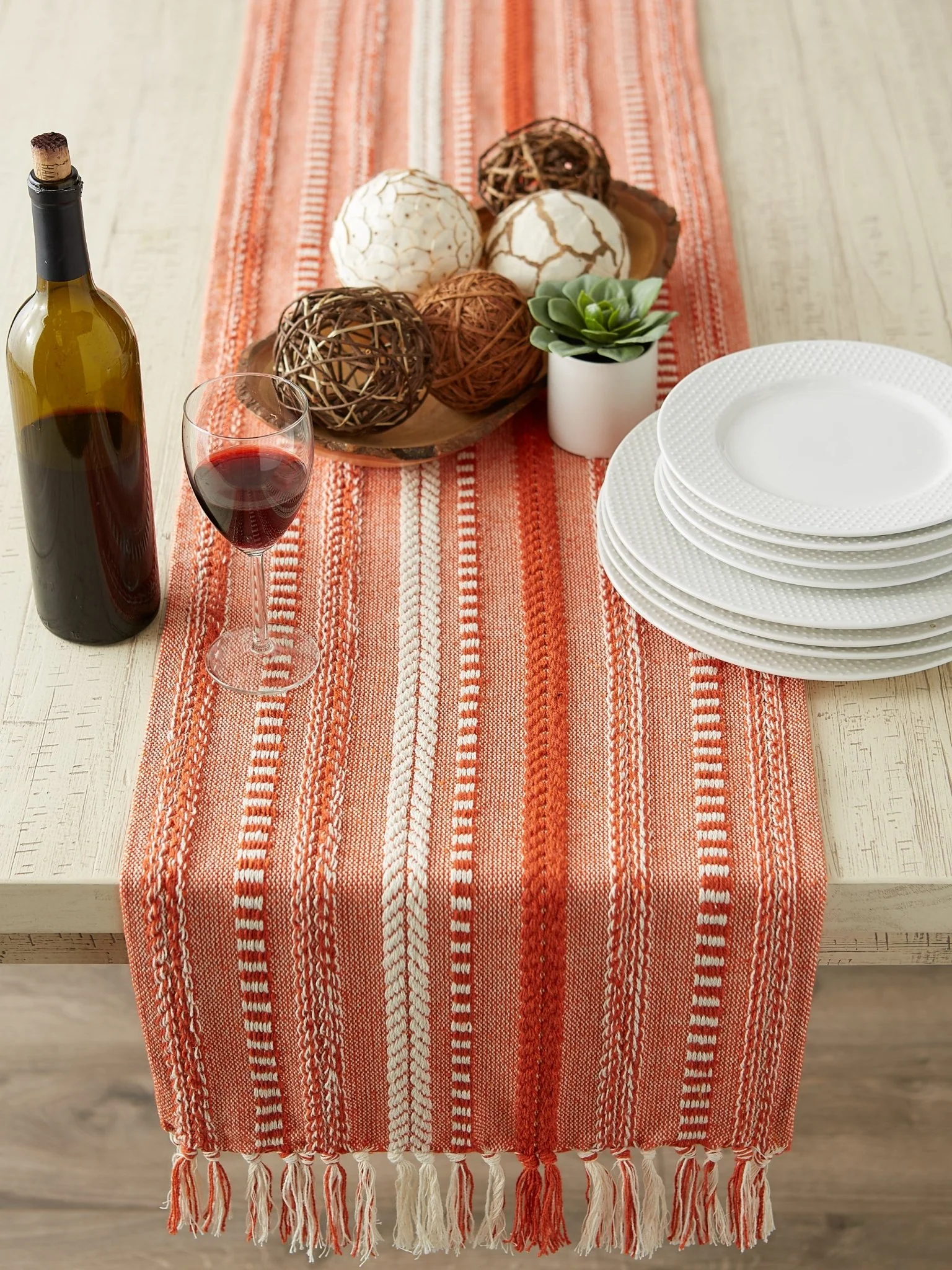 Vintage Red Braided Stripe Table Runner 15X108 - Image 6