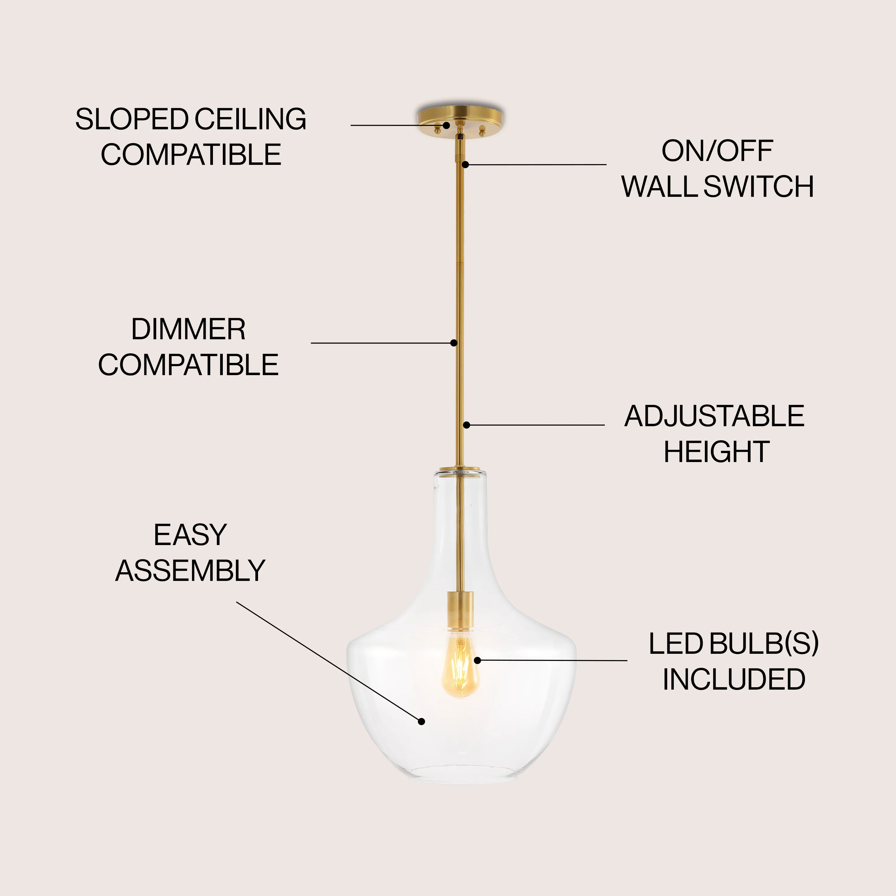Watts 1-Light Mid-Century Modern Iron/Glass LED Pendant - Image 10