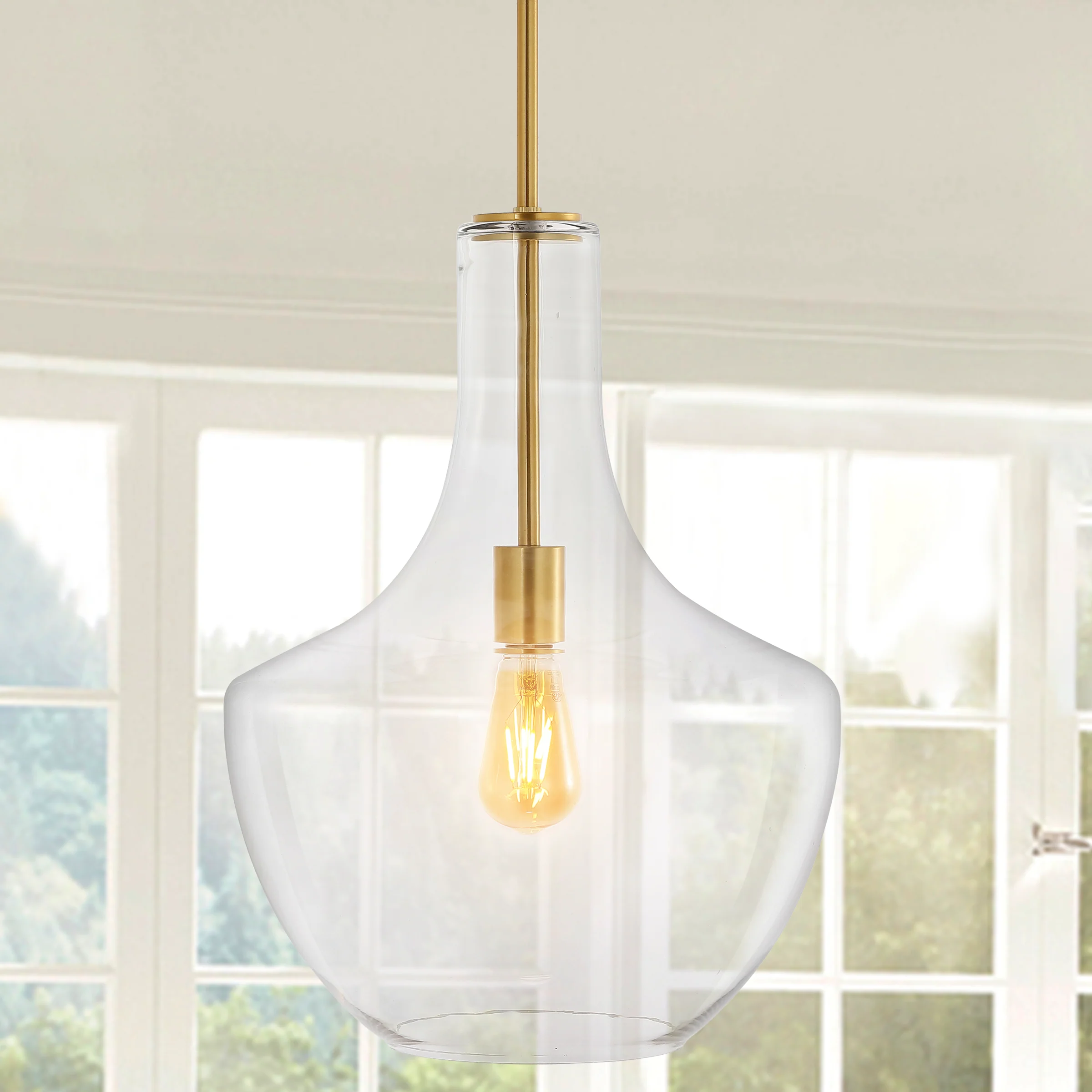 Watts 1-Light Mid-Century Modern Iron/Glass LED Pendant - Image 12