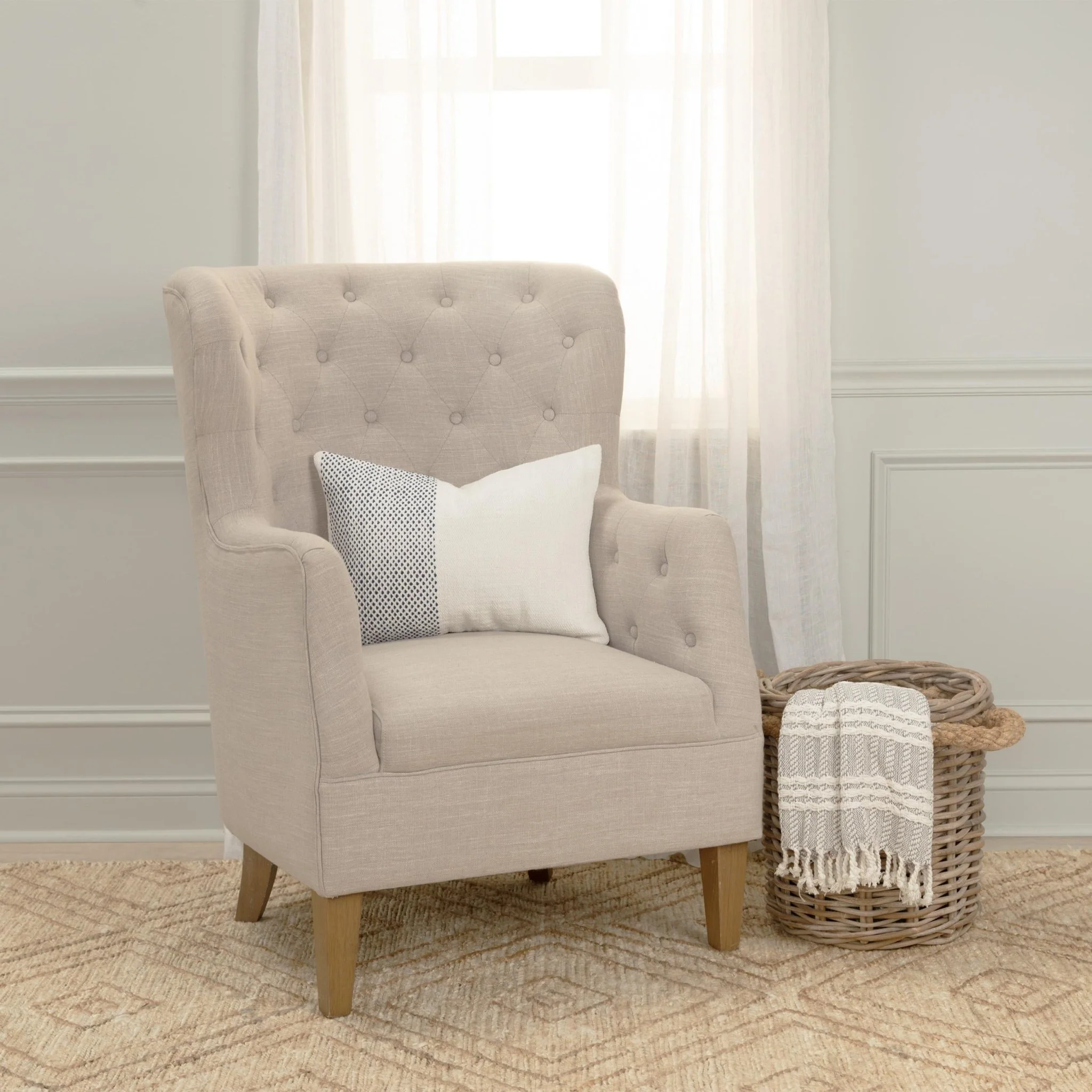 Woven 100% Cotton Color Block Stripe Decorative Throw Pillow - Image 5