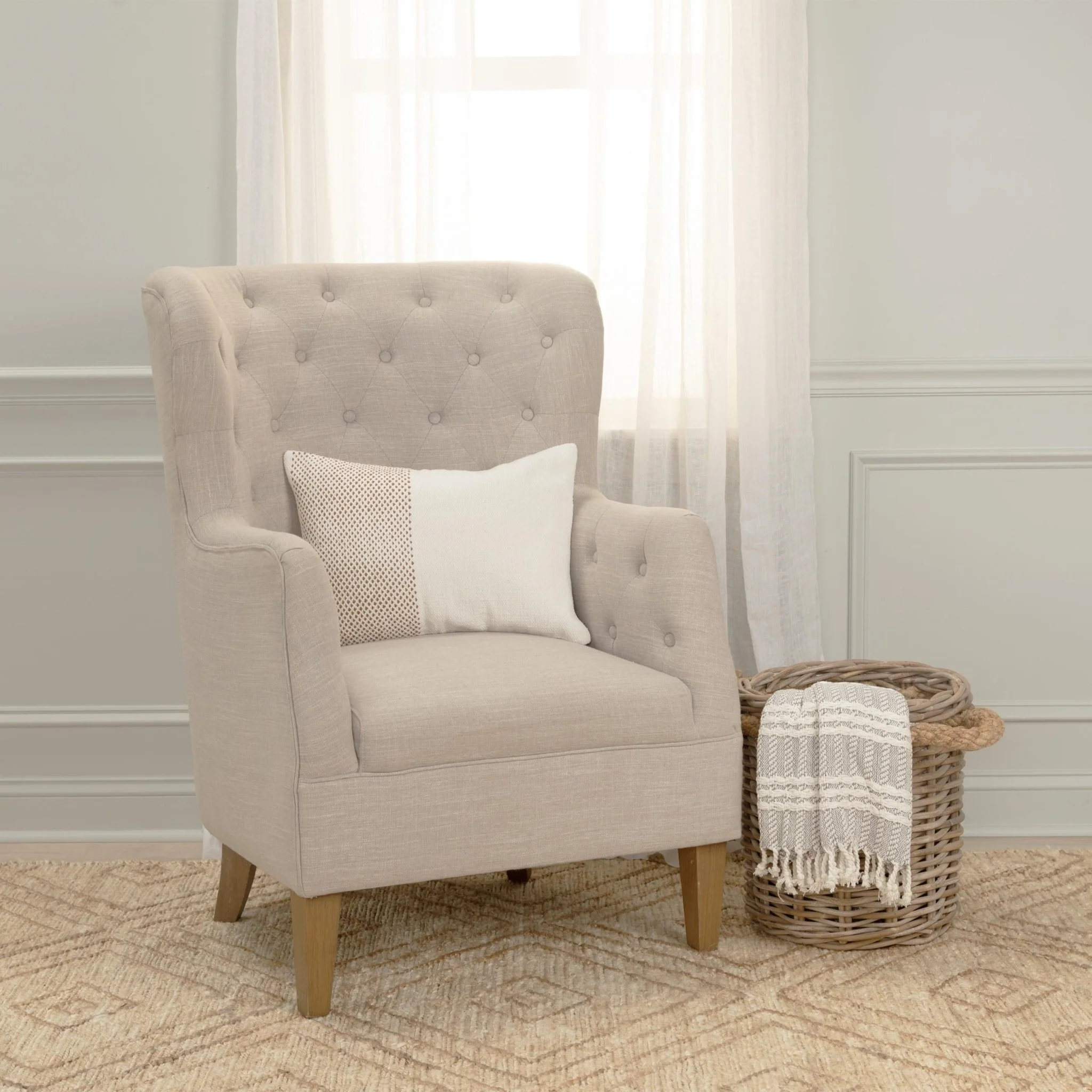 Woven 100% Cotton Color Block Stripe Decorative Throw Pillow - Image 6