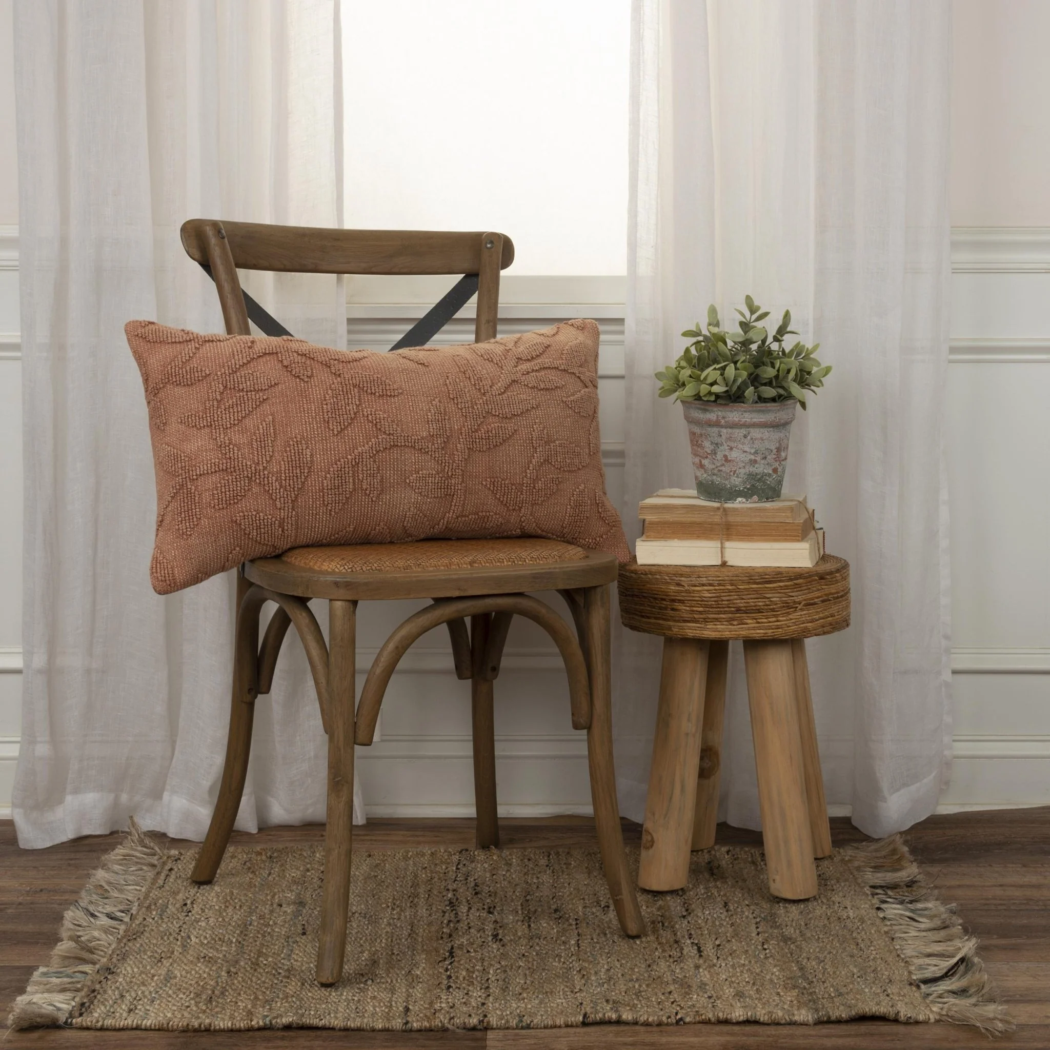 Woven Cotton Botanical Decorative Throw Pillow - Image 7